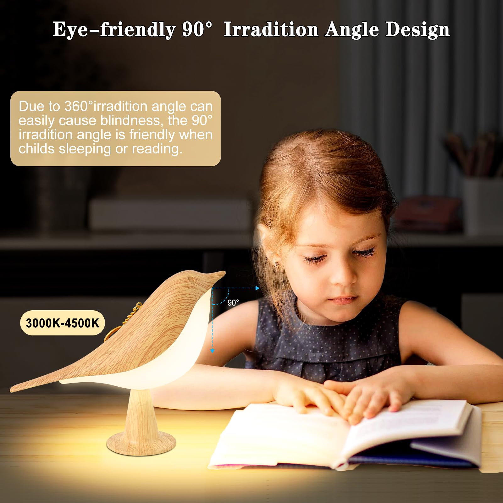 GODENBA Small Cordless Bird Lamp, Touch Night Light with 3 Color Temperatures, Rechargeable, Model SD-TBL, 1Pack