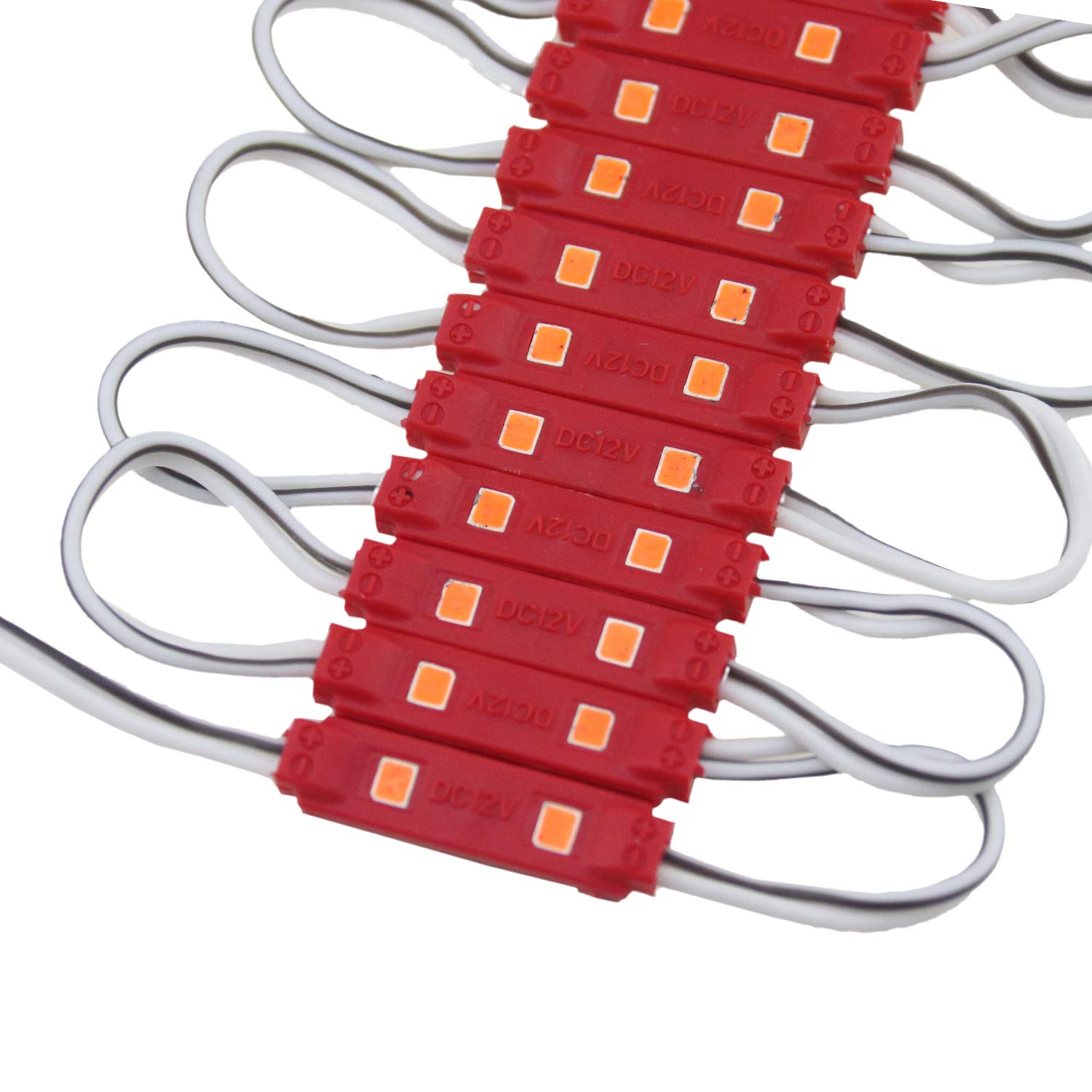 REXTiN Super Bright 200pcs 2835 2 LED Module Sign Light Red Waterproof Decorative Lights for Letter Sign Advertising Signs with 