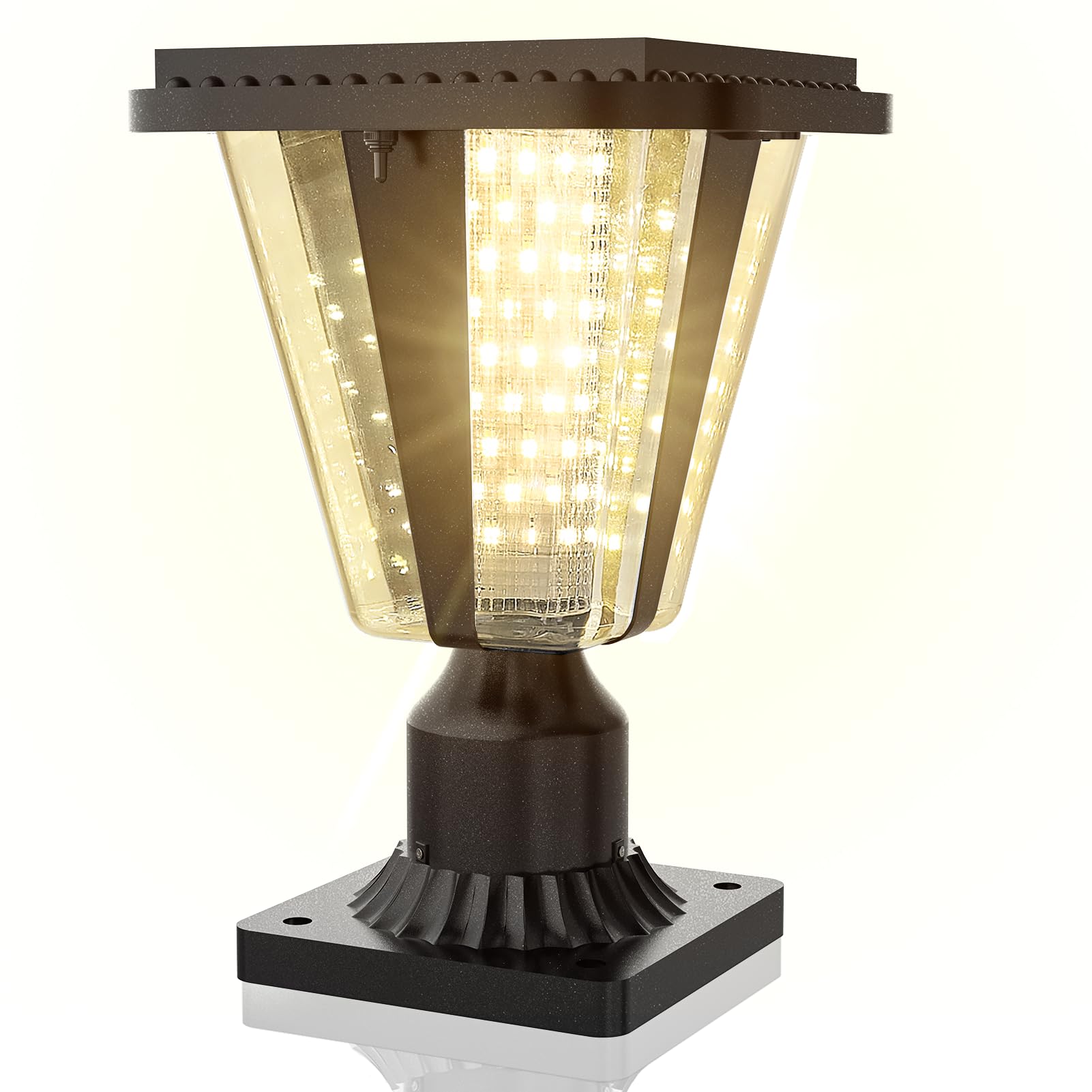 Lovus Solar Post Light Fixture, 160LM Dusk to Dawn LED, IP65 Waterproof, 3000K, SF-001 Model, 1 Pack