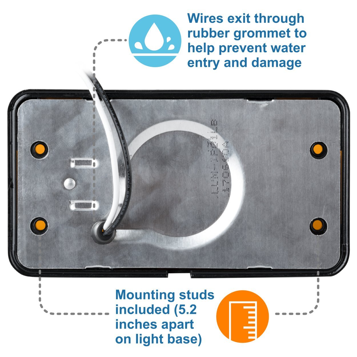 Lumitronics RV LED Porch Utility Light, Clear & Amber Lenses, No Switch, Black Base, Model LUM-IP01LB