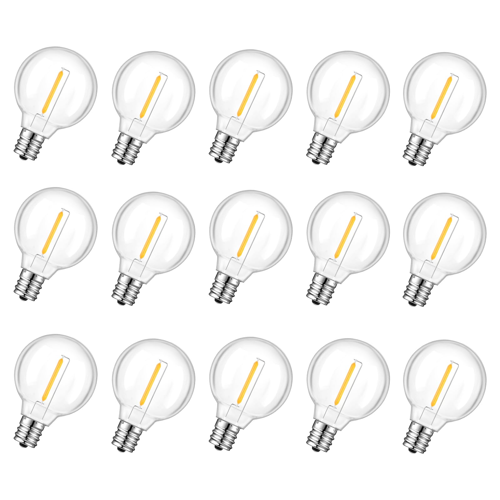 Gvvoohome G40 Led Replacement Light Bulbs For String Lights, Dimmable E12 Base Shatterproof Bulbs, 0.6W Equal To 5W, Warm White