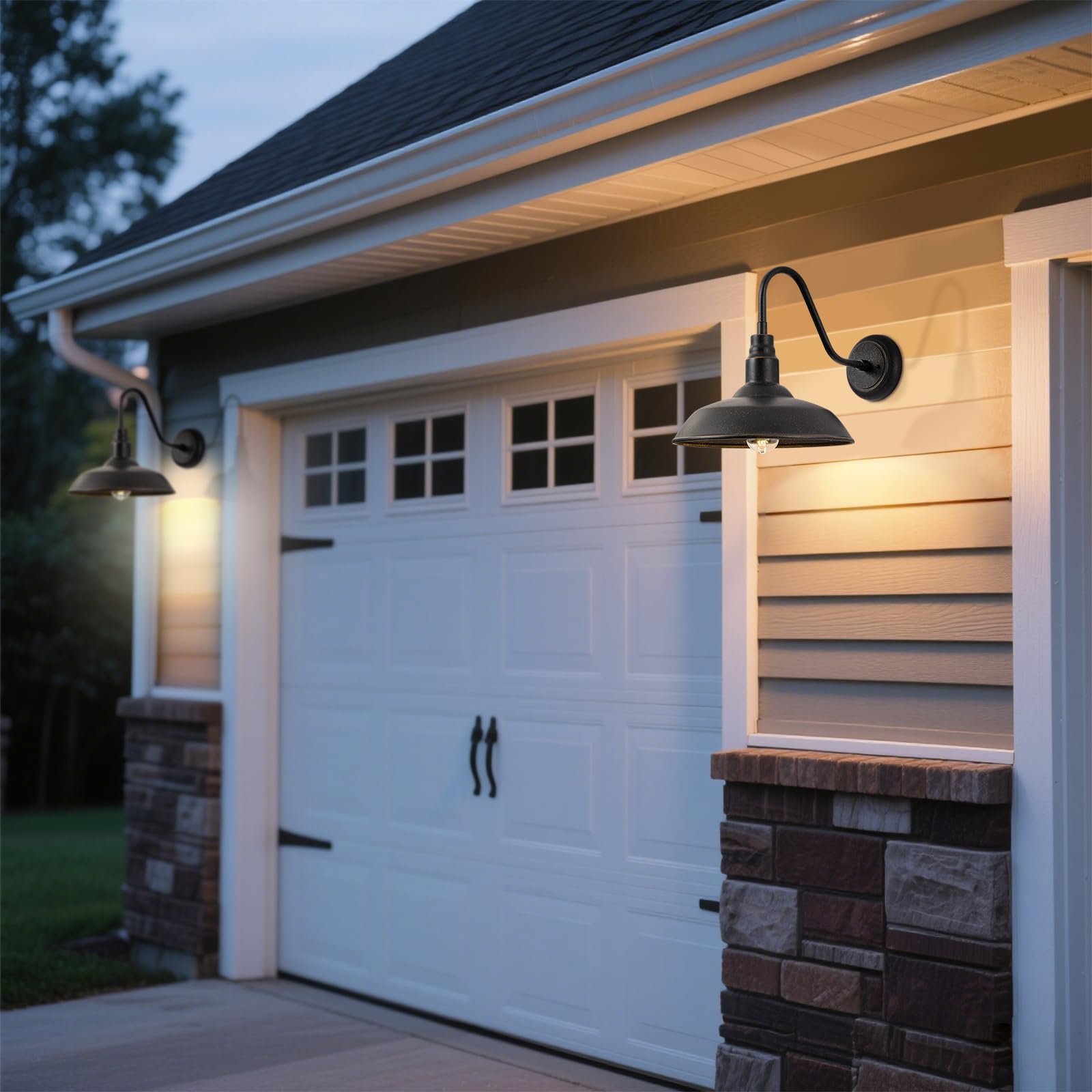 GOALPLUS Gooseneck Outdoor Light Fixture, 10" Dome, Bronze Metal, Model LM2201-BR-2P, 2 Pack Barn Light for Porch, Patio, Garage