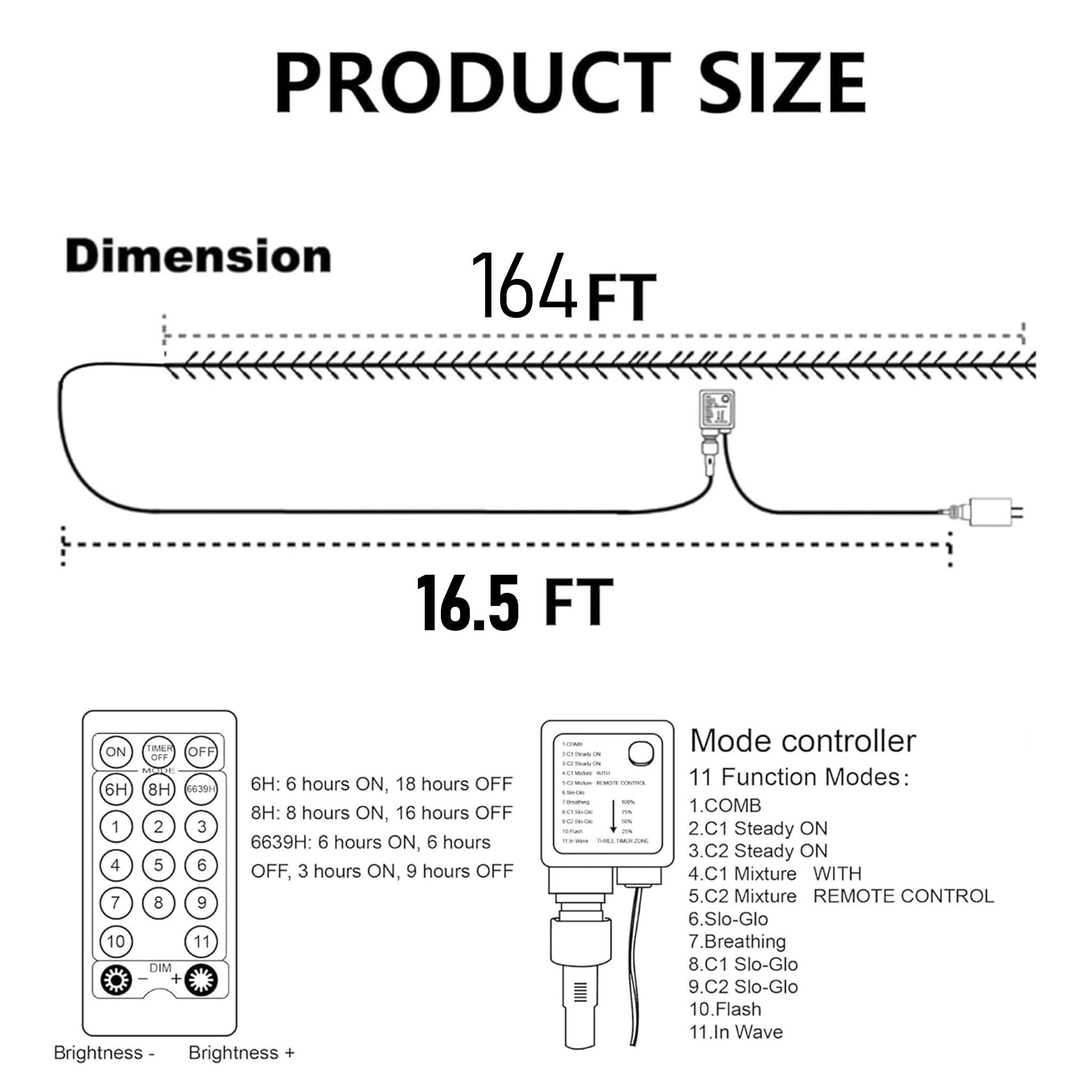 Dazzle Bright Color Changing Christmas Lights  164Ft 500Led Warm White & Multi-Colored Waterproof String Lights With Remote 11 Modes  Christmas Decoration For Outdoor Indoor Tree Party Garden Holiday