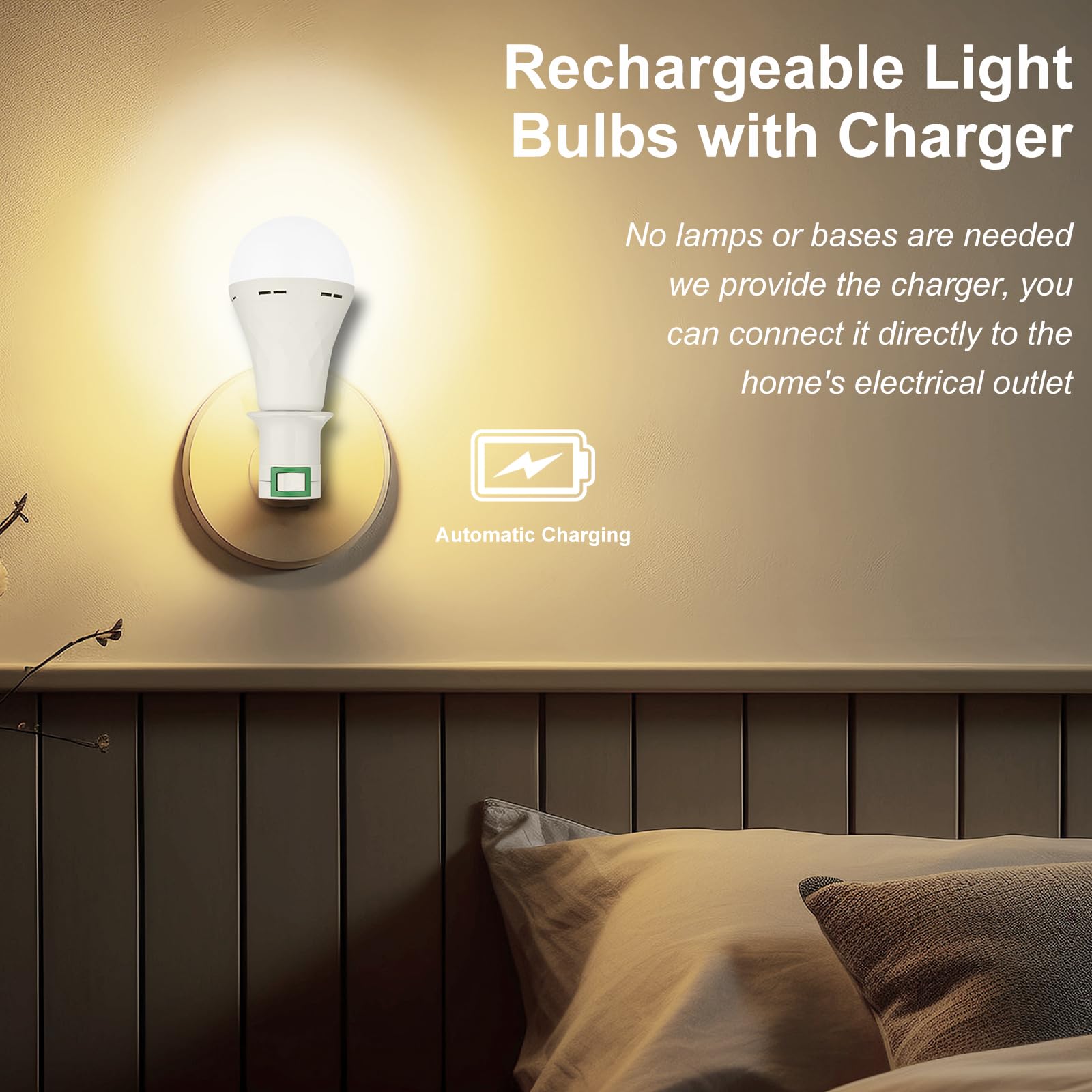 Ostwiki Emergency Rechargeable Light Bulbs,6 Pack Battery Operated Backup Light Bulb For Power Outage Camping Outdoor Hurricane 9W E27 8500K 1200Mah White Equivalent Self-Charging Led Light Bulbs