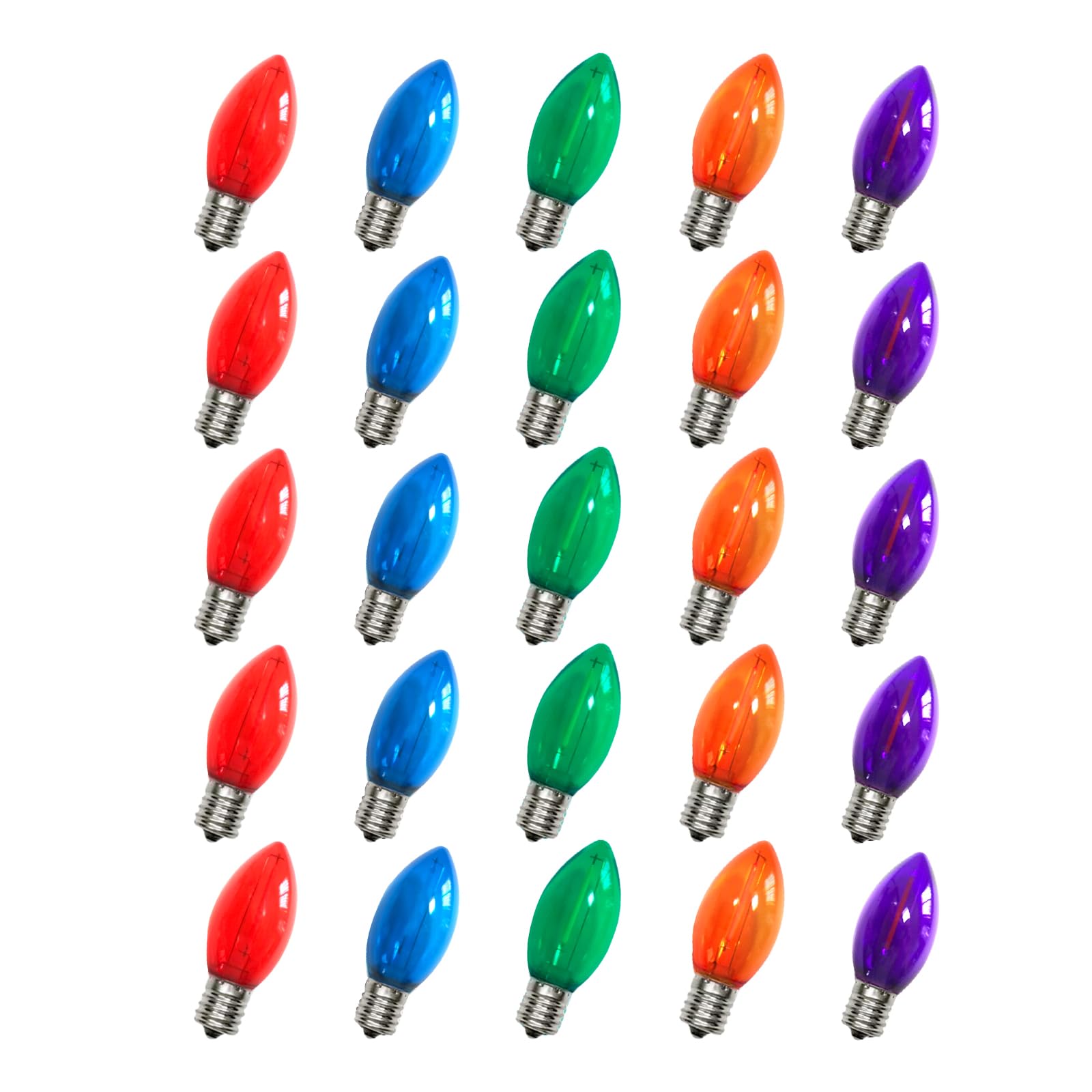 Chyparty 25 Pack C7 Led Christmas Lights Bulbs, Multicolor C7 Replacement Bulbs For Outdoor String Lights, Patio, Xmas Tree, Wed