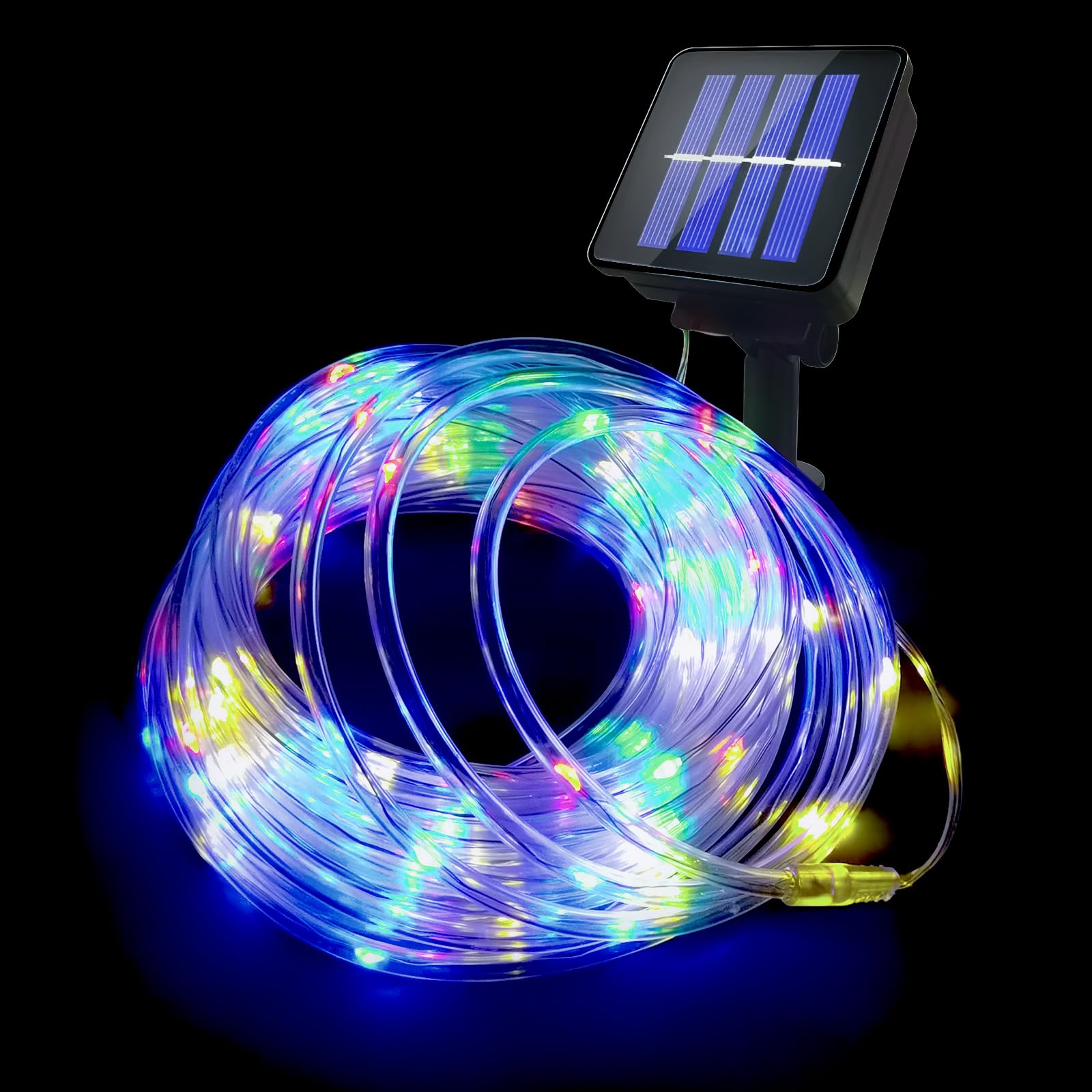 LHYLDS Solar Rope Lights - 39FT 100LED Waterproof Fairy Lights, Multicolor, PVC Tube, 8 Modes for Outdoor Decor, Camping, and Holidays