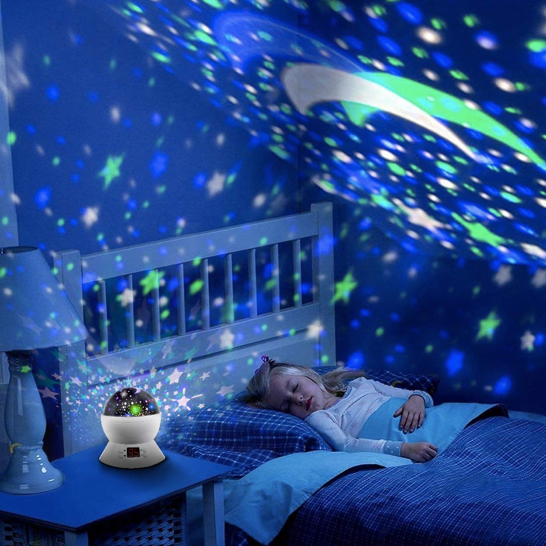 Mokoqi Star Night Light Projector For Kids With Timer - Glow In The Dark Stars And Moon, Best Gift For 1-14 Years Old