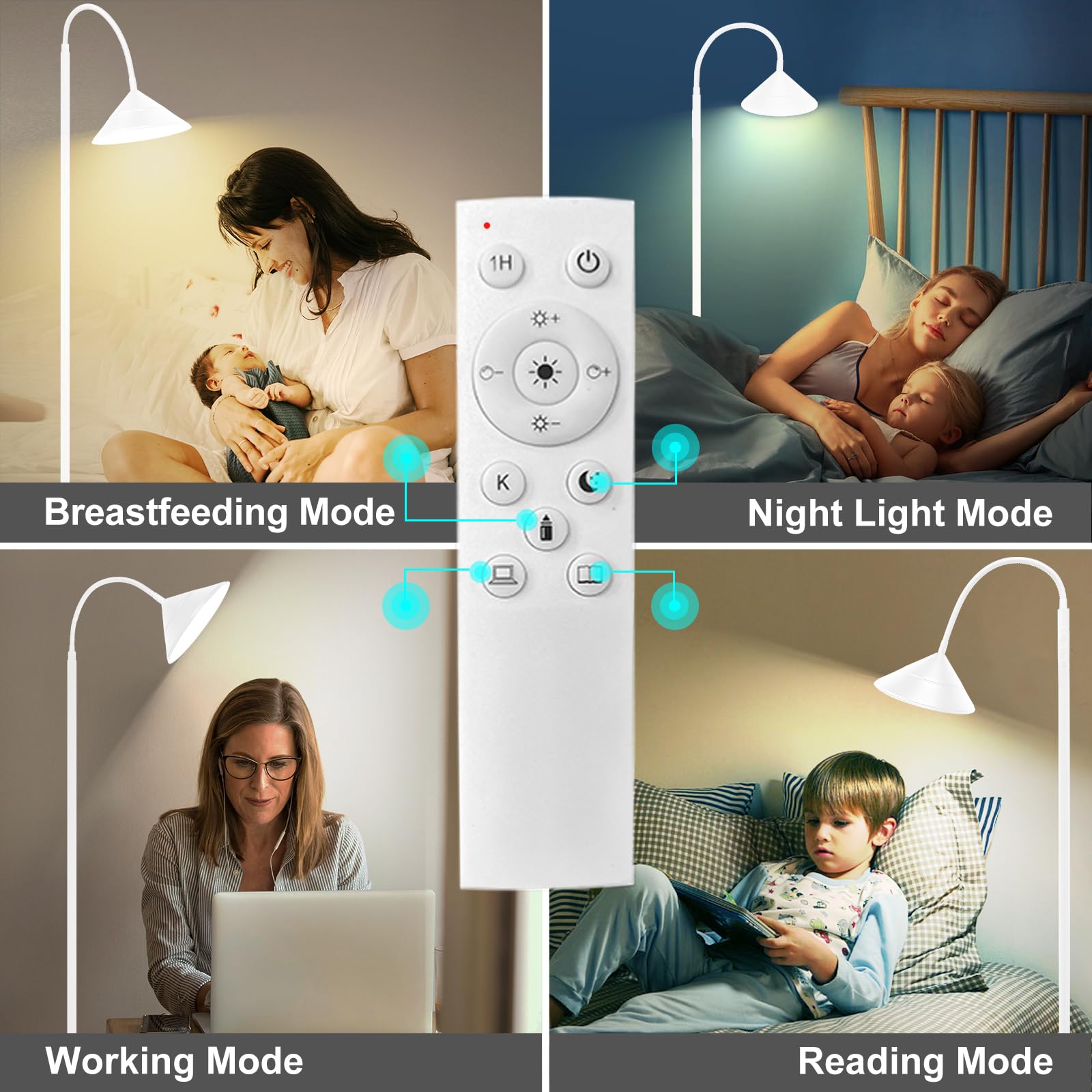 Mukuxin Led Floor Lamp, 18W Floor Lamp With Remote & Touch Control, 2700K-6500K Adjustable Eye Caring Standing Light For Living