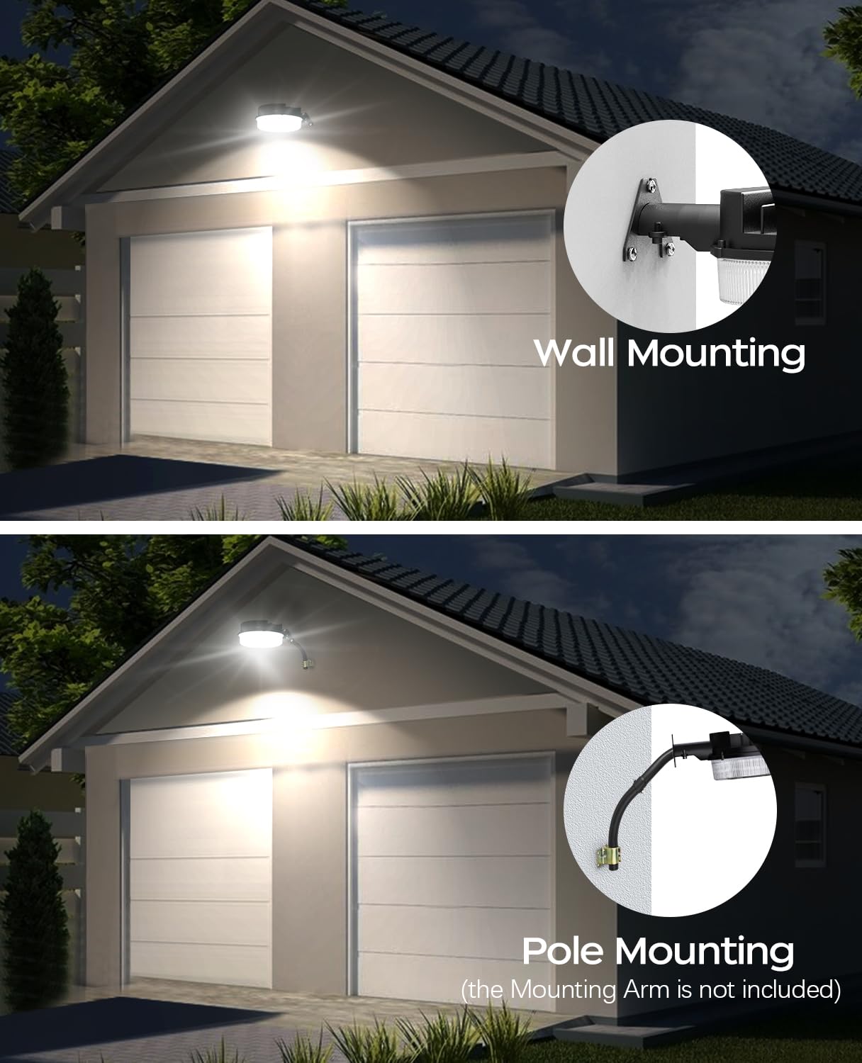 CINOTON LED Barn Light, Dusk to Dawn Outdoor Lighting, 42W 4950LM 5000K Daylight, Exterior Security Flood Light with Photocell,
