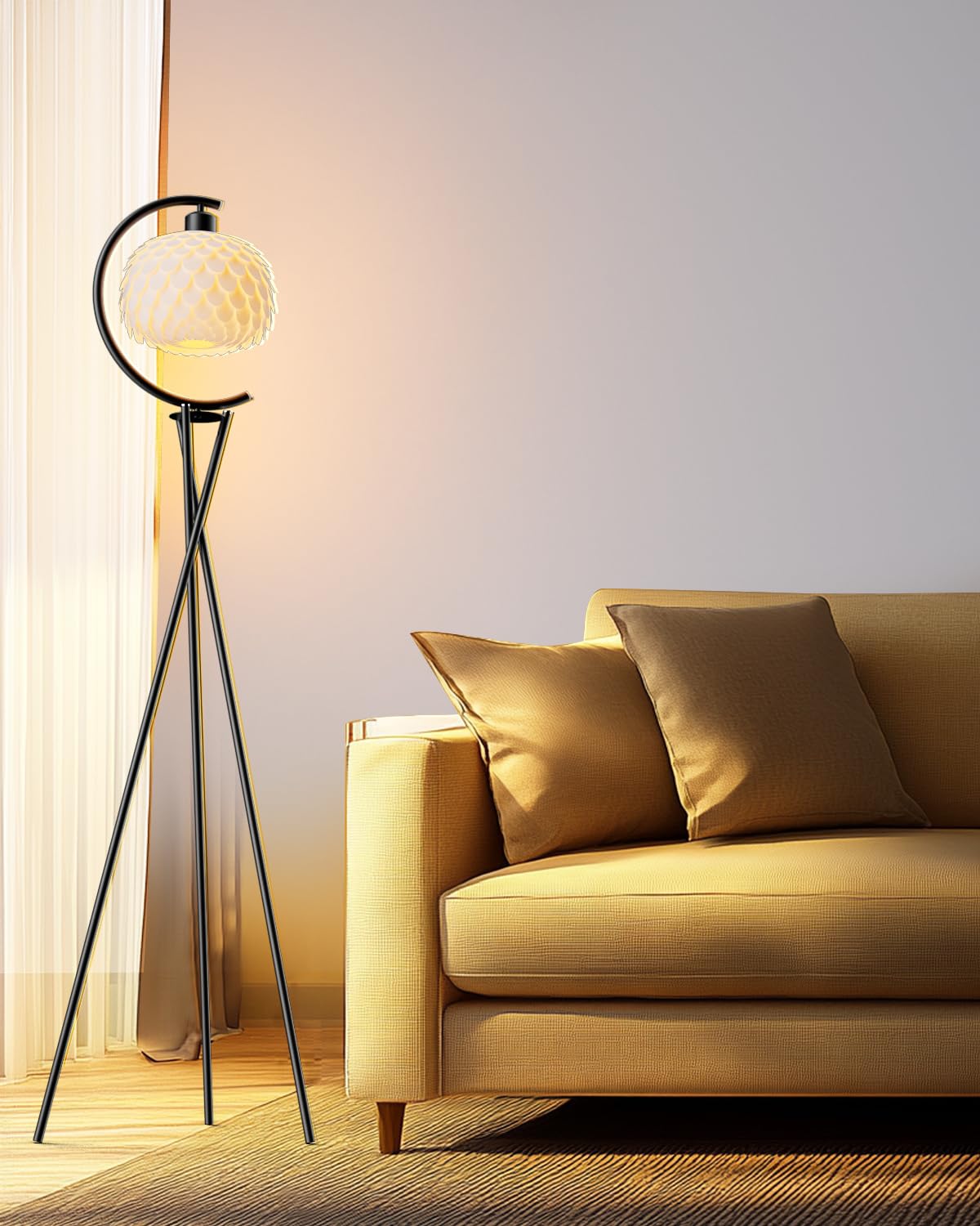Lightdot Globe Floor Lamp, Dimmable, 5PCS 3000K G9 Bulbs, Metal, White, Mid Century Modern, Model YRFLL-G9XX--B-64