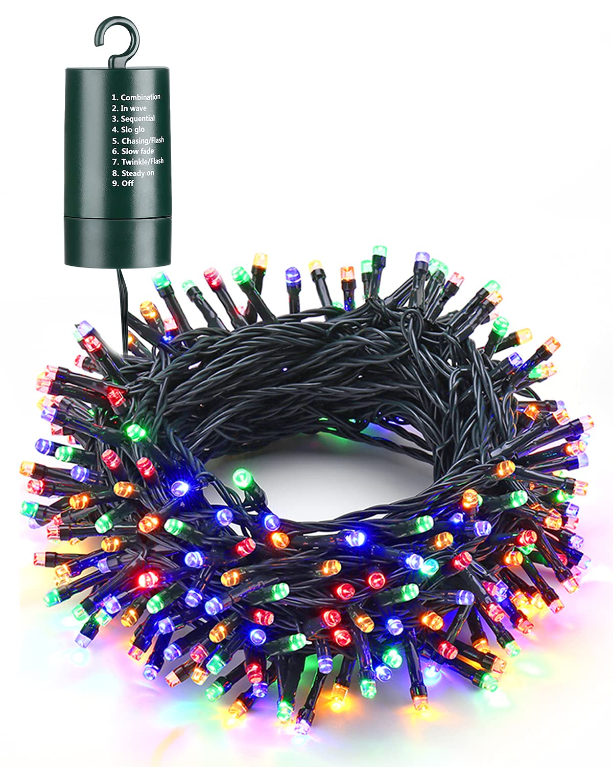 Flacchi 66 ft Multi-Color Christmas Lights, 200 LED Battery Operated, Waterproof, 8 Modes, Auto Timer for Indoor/Outdoor Holiday Decor