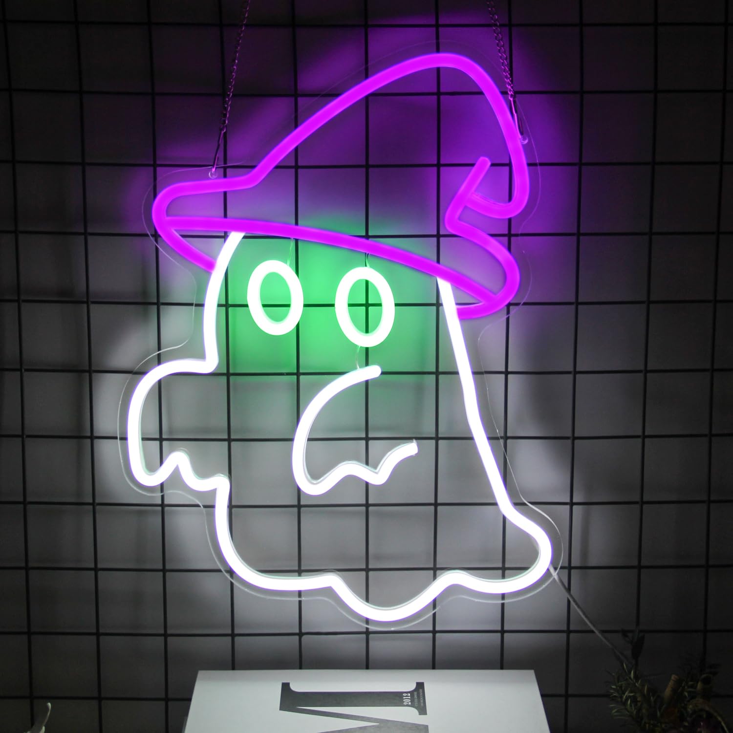 Witch Hat Ghost Neon Signs for Wall Decor Halloween Neon Sign Spooky Ghost LED Sign Gothic Lamp Neon Lights Signs Purple Witch H