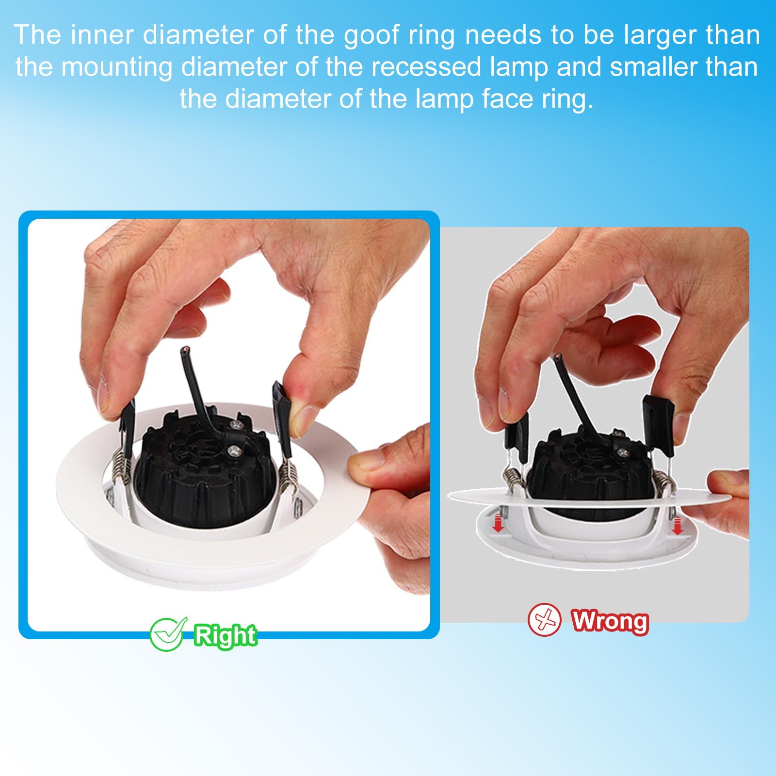 Patikil Metal Goof Trim Ring, 2 Pcs 8.07'' Od 5.91'' Id Circular Ceiling Light Trims Ring Recessed Light Cover Ring For Recessed