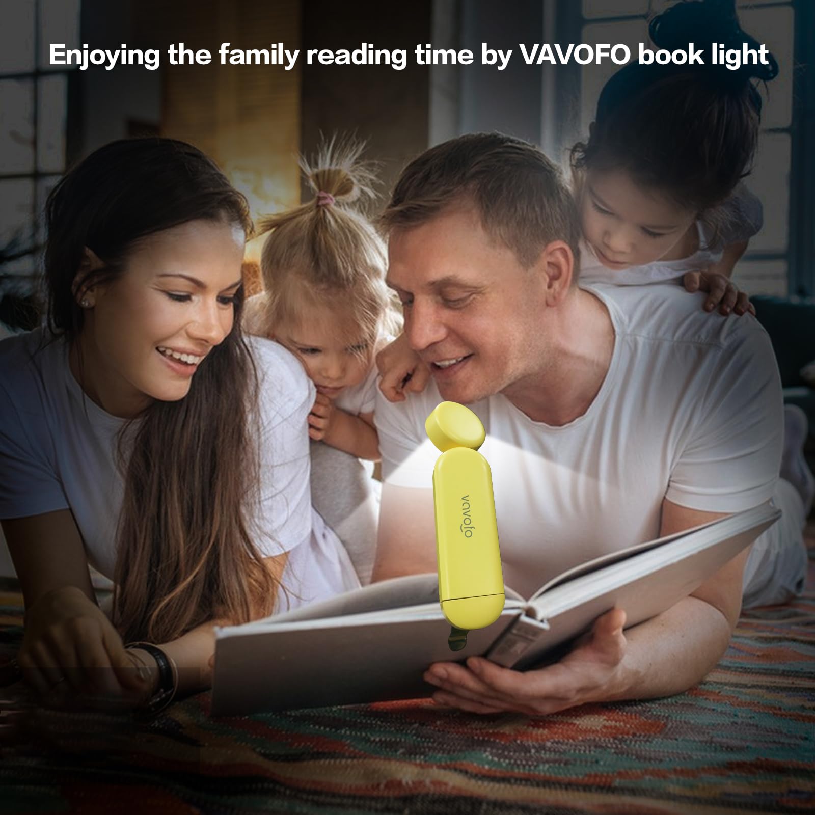 Vavofo Usb Rechargeable Book Light, Blue Light Blocking, Amber Light Clip On Bookmark Shaped Reading Light, Eye Care 6 Leds Book Light For Bookworms Reading In Bed With 9 Lighting Modes (Yellow)