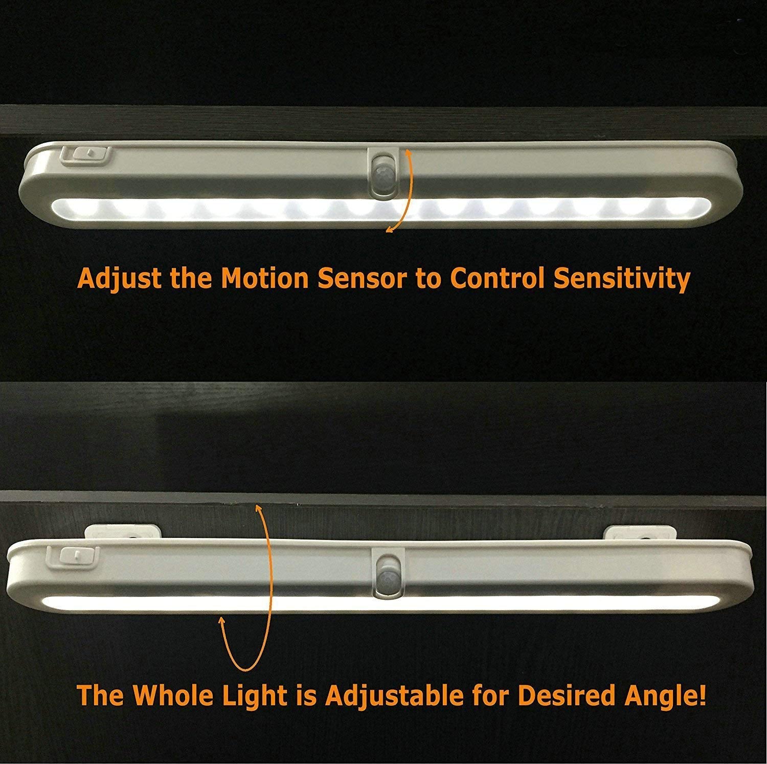 BLS T01L LED Closet Light - Wireless Motion Sensor, 20 Super Bright LEDs, Battery Powered, White, Adjustable Light Beam