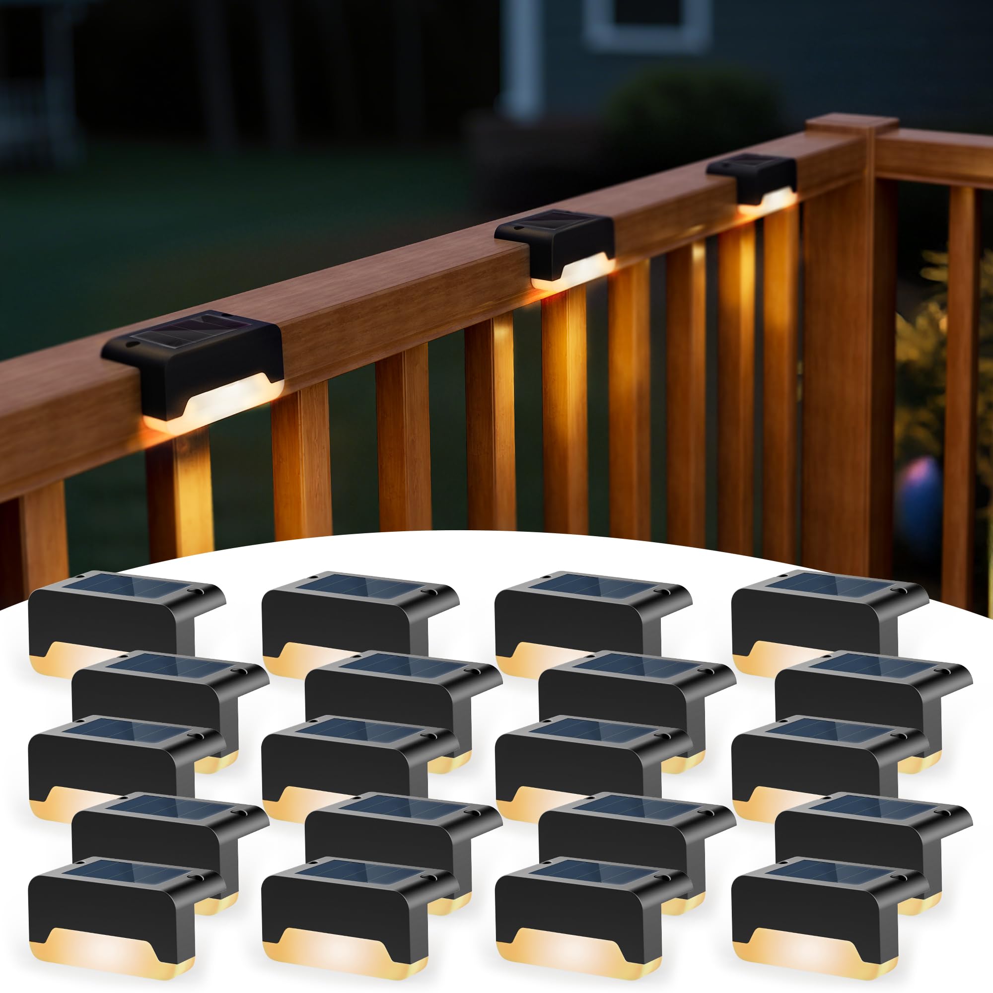 SOLPEX Solar Deck Lights  Solar Step Lights for Outside Waterproof Led Stair Light for Outdoor Fence  Balcony  Patio  Railing  Front Porch  Yard and Pathway(20pack Warm White)