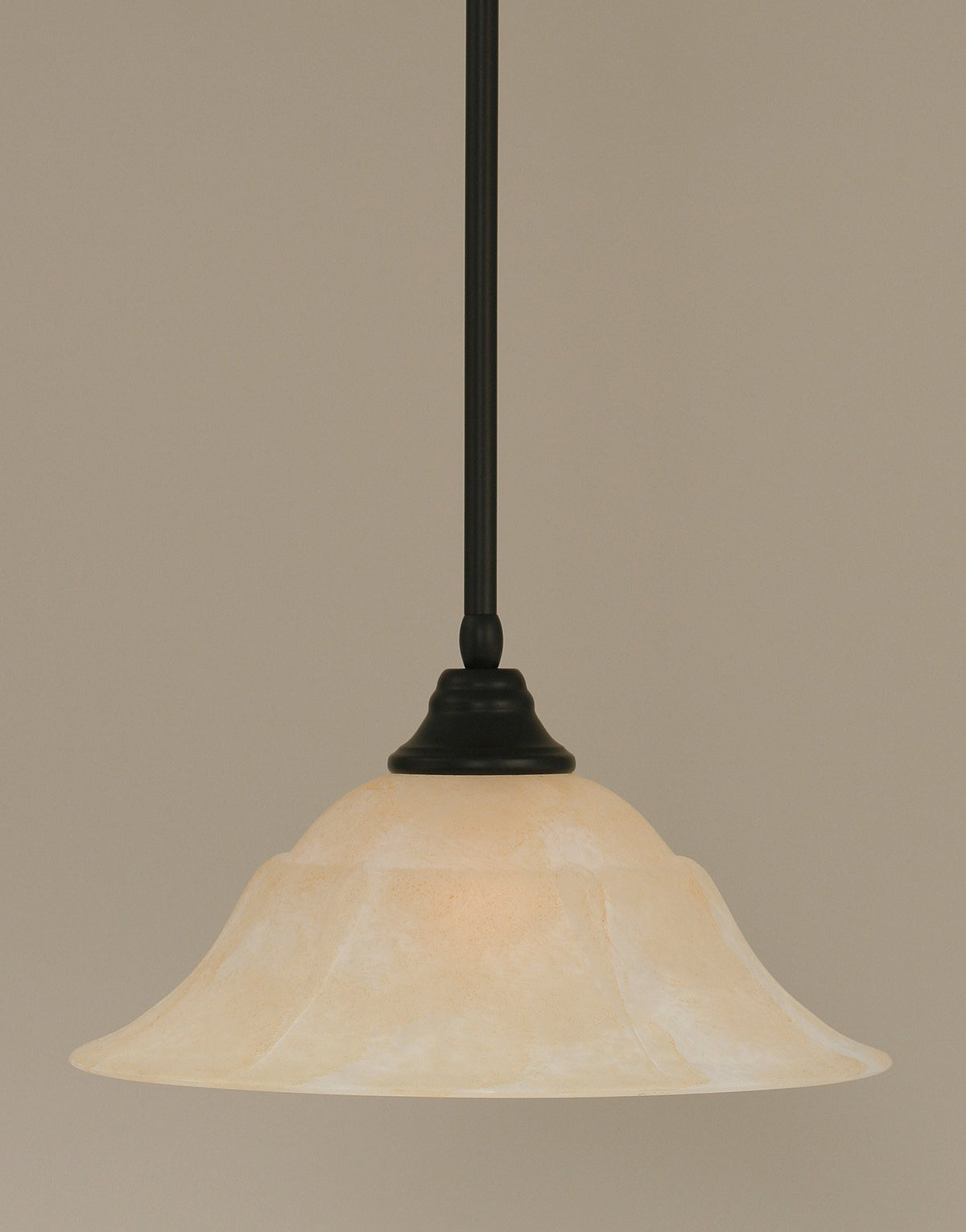 Toltec Lighting 26-Mb-53613 Stem Pendant With Hang Straight Swivel With 16&quot; Amber Marble Glass, Matte Black Finish