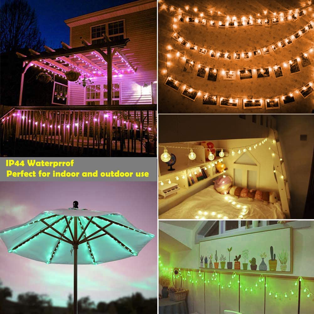 OMIKA Color Changing Globe String Lights, 50 LEDs, 16.5ft, USB Plug, 24 RGB Colors, Model MKR-PL-15, Ambient Lighting for Home Decor