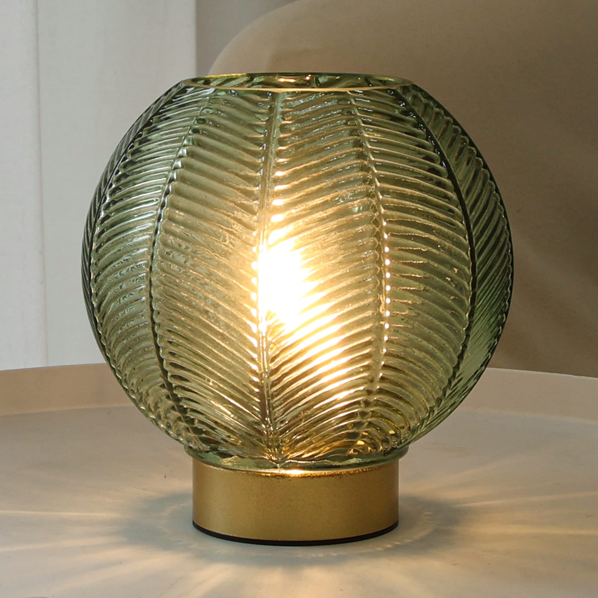 LUSHARBOR Battery Powered Table Lamp with LED Bulb, Cordless, Green, Model K2000111-GREEN, Decorative for Bedroom and Living Room