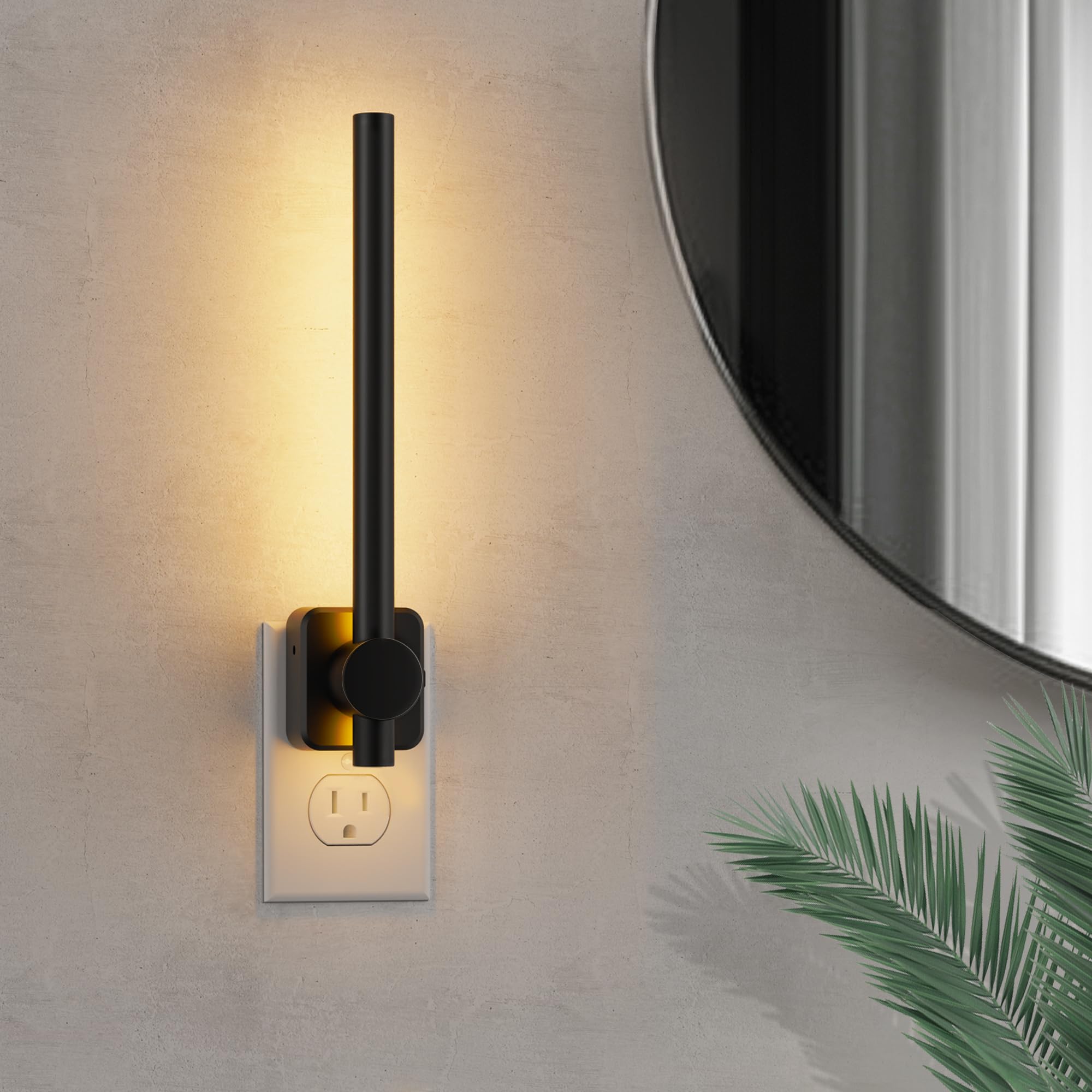 L LOHAS LED Night Light, [2 Pack] Black Vanity Night Light Plug into Wall 0-200LM, Dusk to Dawn Sensor, 2 W Dimmable Night Light