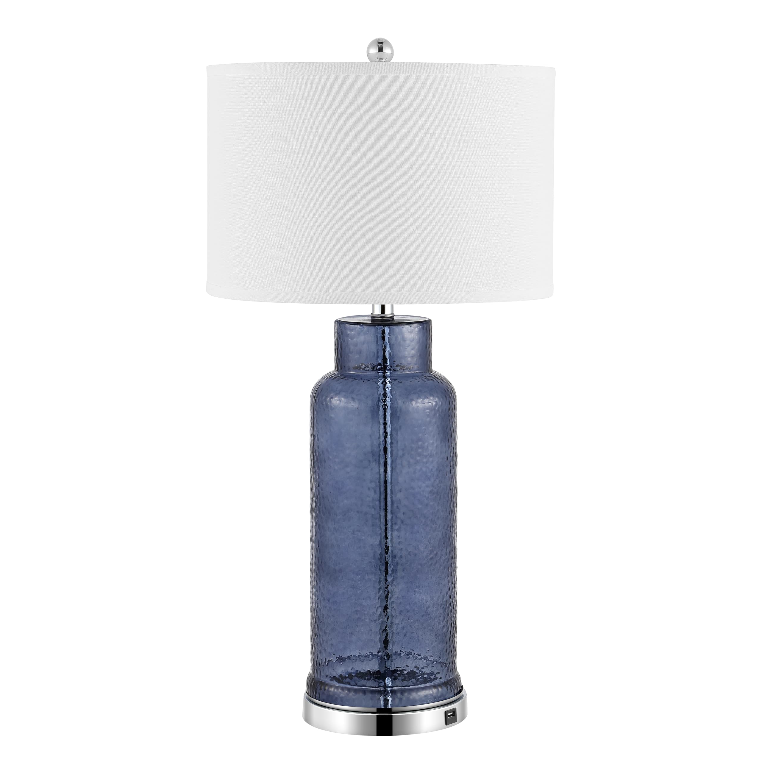Safavieh Lighting Collection Glass Bottle Blue 30-Inch Bedroom Living Room Home Office Desk Nightstand Table Lamp Set Of 2 (Led