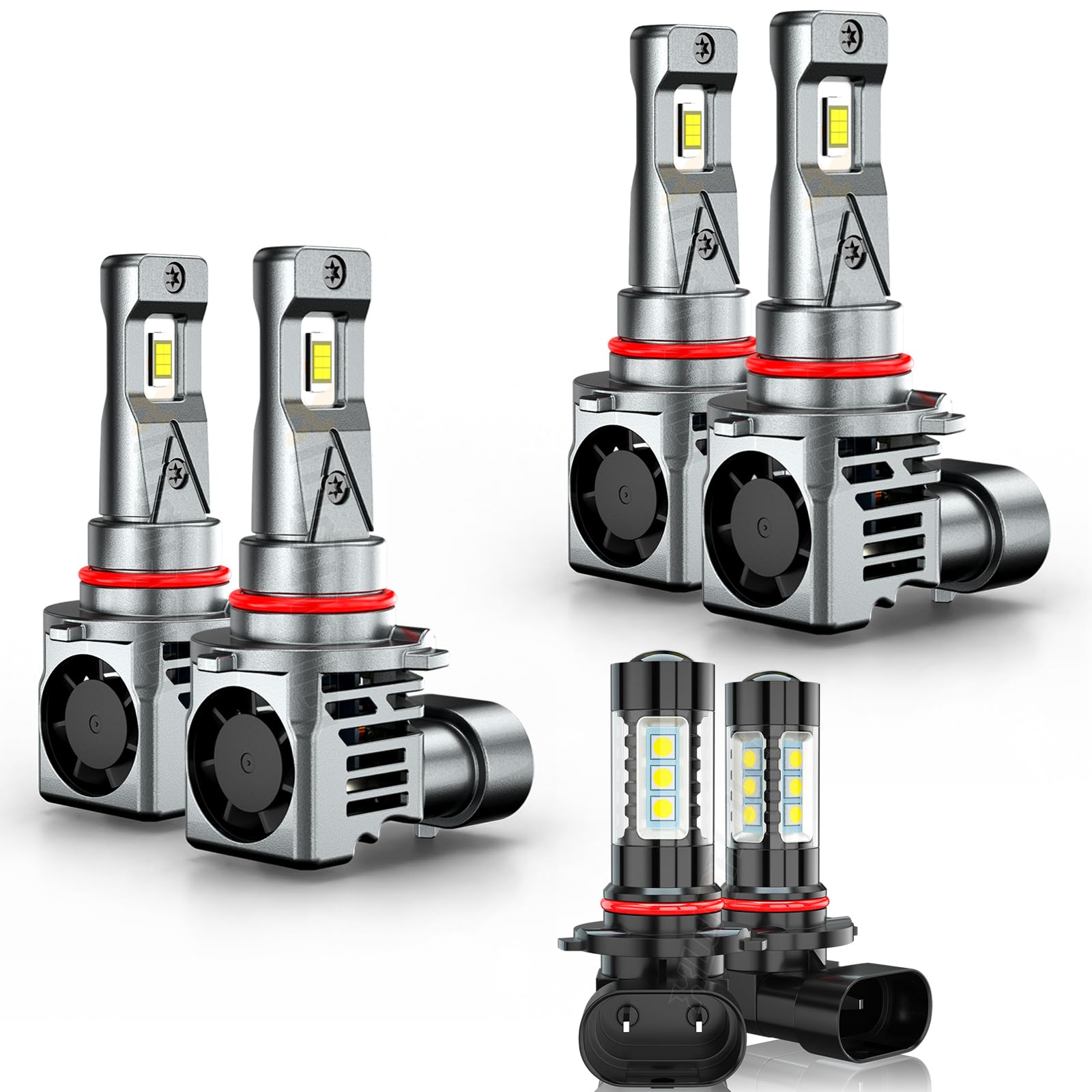 XWQHJW Fog Light Bulbs Compatible with 2003-2006 Chevy Silverado, 9005 High Beam, 9006 Low Beam, 6000K Bright White, Pack of