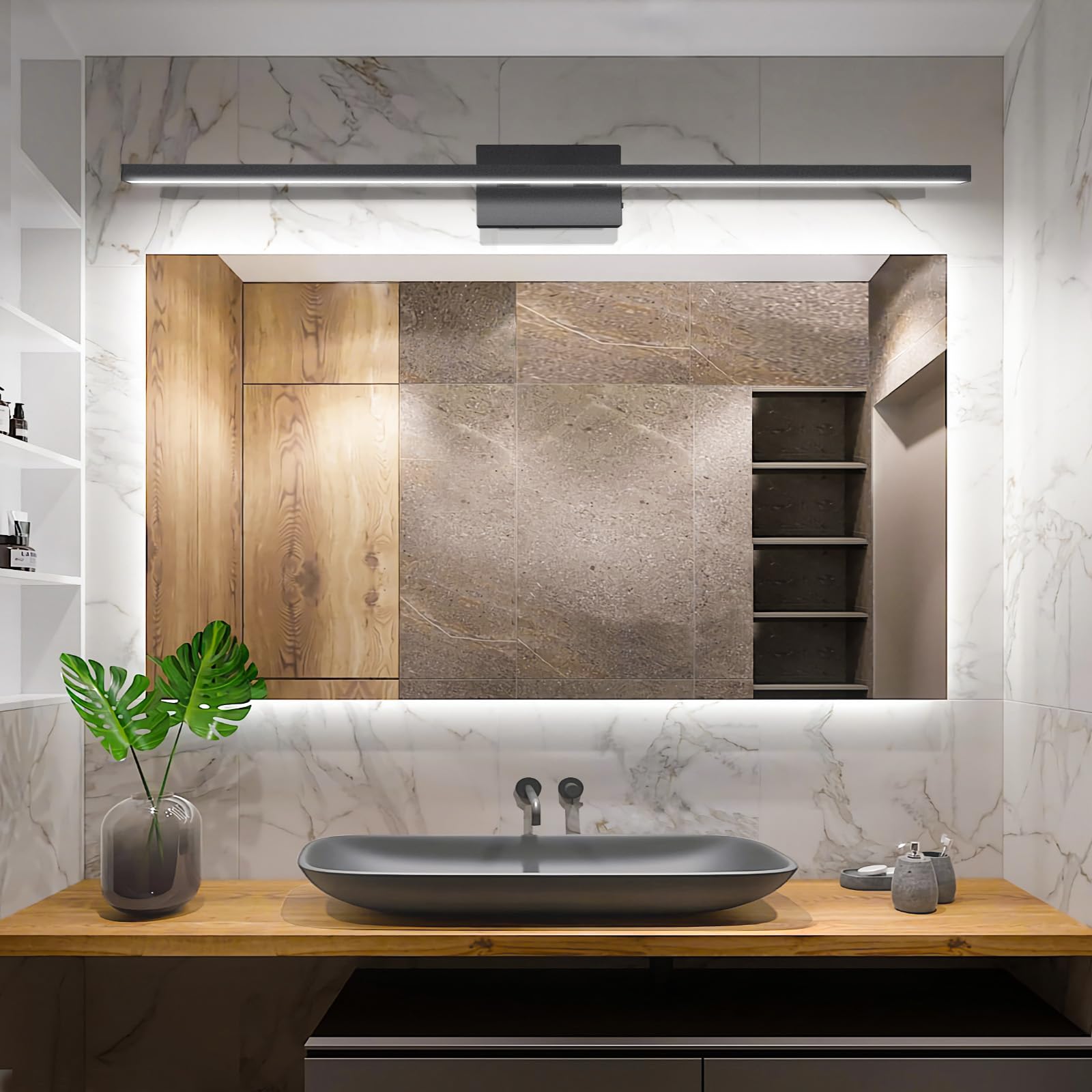VOLISUN 48" Dimmable LED Vanity Light Fixture, Black Bathroom Light Bar, ETL Certified, Model 21174ZM