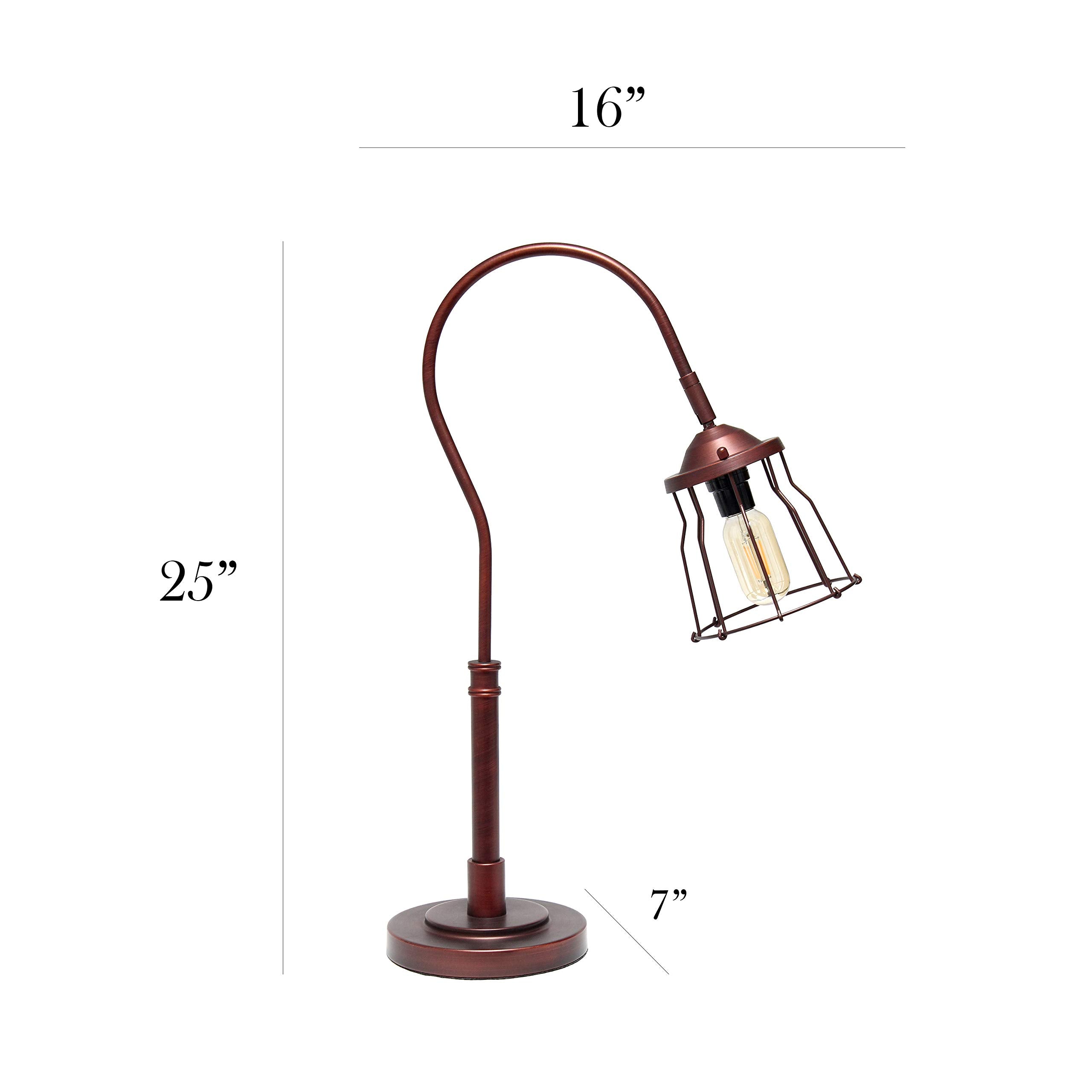 Elegant Designs Table Lamp LT1060-RDB Red Bronze Metal Open Cage Design