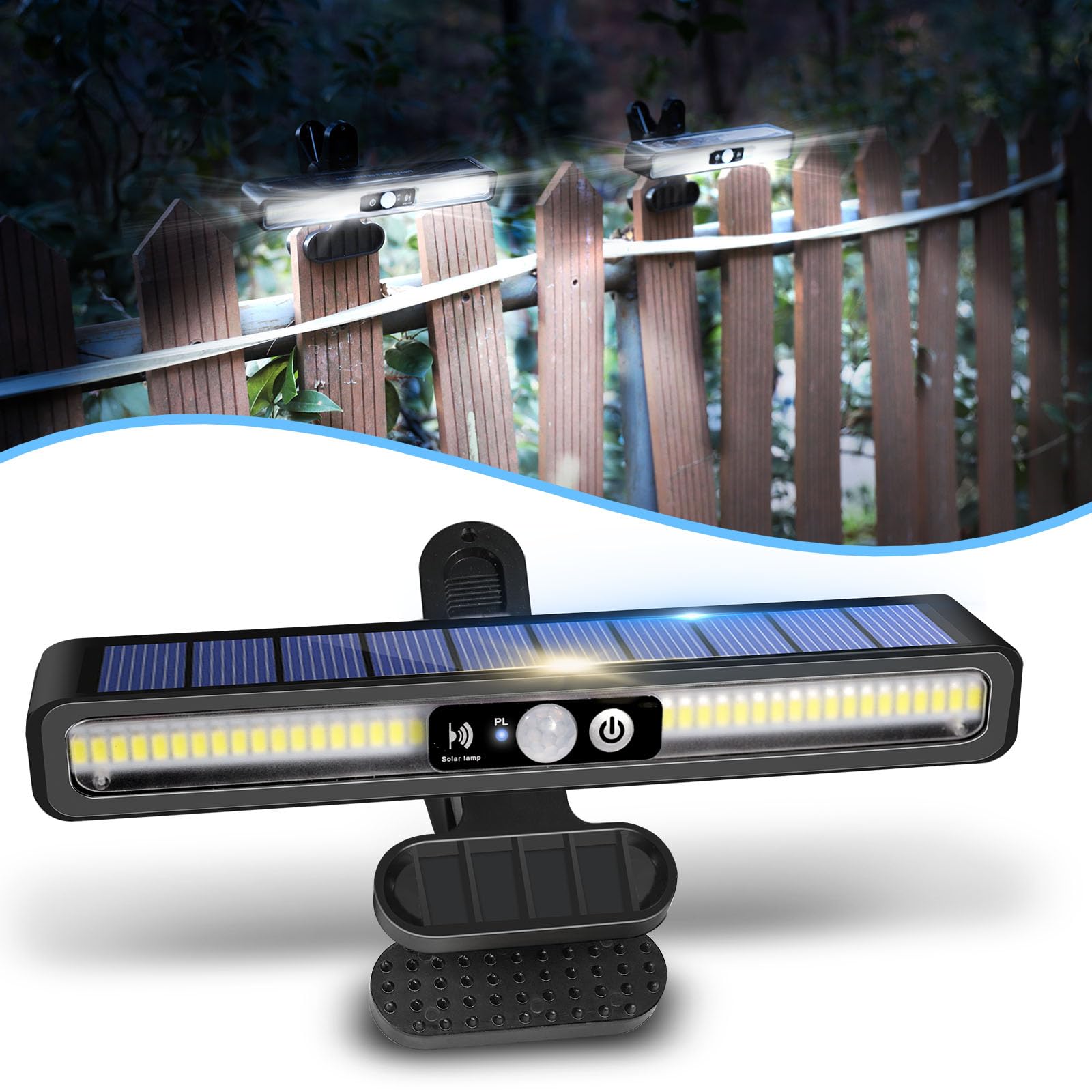 sunlight encounter Clip On Solar Motion Lights Outdoor Waterproof, Solar Fence Lights Outside with 36 LEDs, 6000K Portable Solar