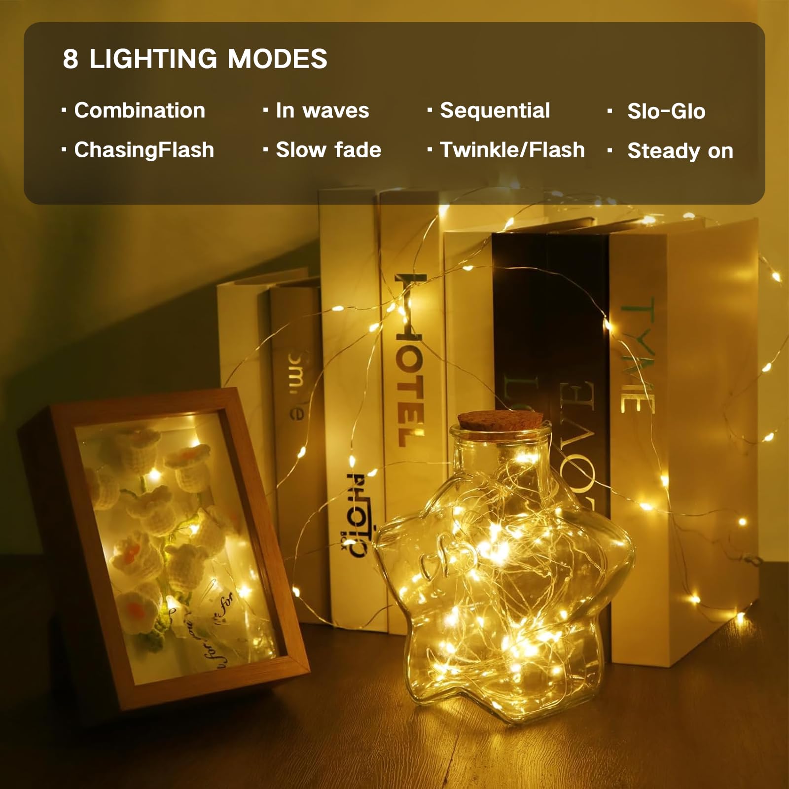 Fairy String Lights, 2 Pack 100 Led String Lights, 33 Ft Twinkle Lights For Indoor&Outdoor Waterproof, Battery Operated Starry Lights For Wedding Home Parties Christmas Holiday Decoration(Warm White)