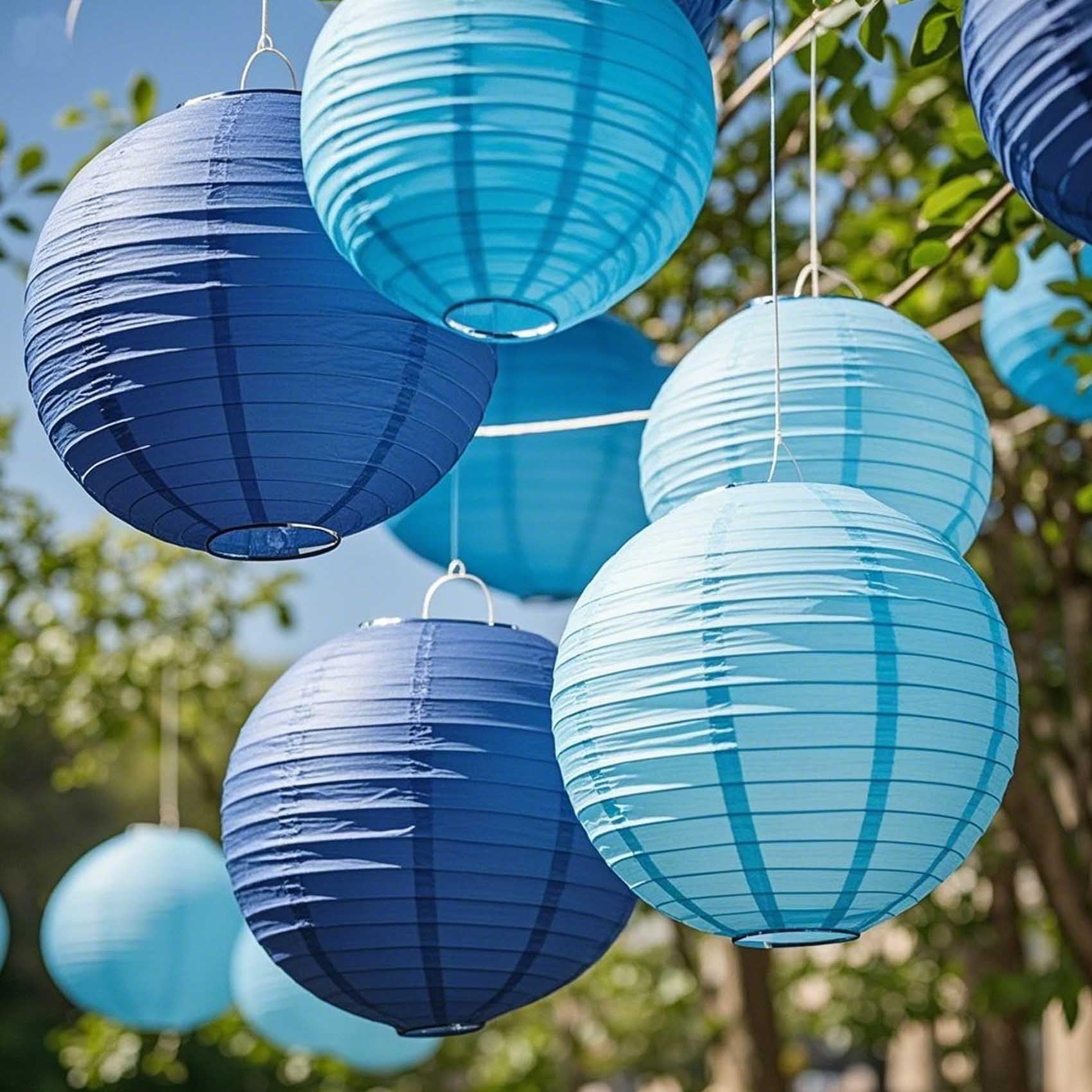 Blue Paper Lanterns 12Pcs Hanging Chinese Lanterns For Wedding Birthday Baby Shower Christmas Graduation Anniversary Ocean Theme