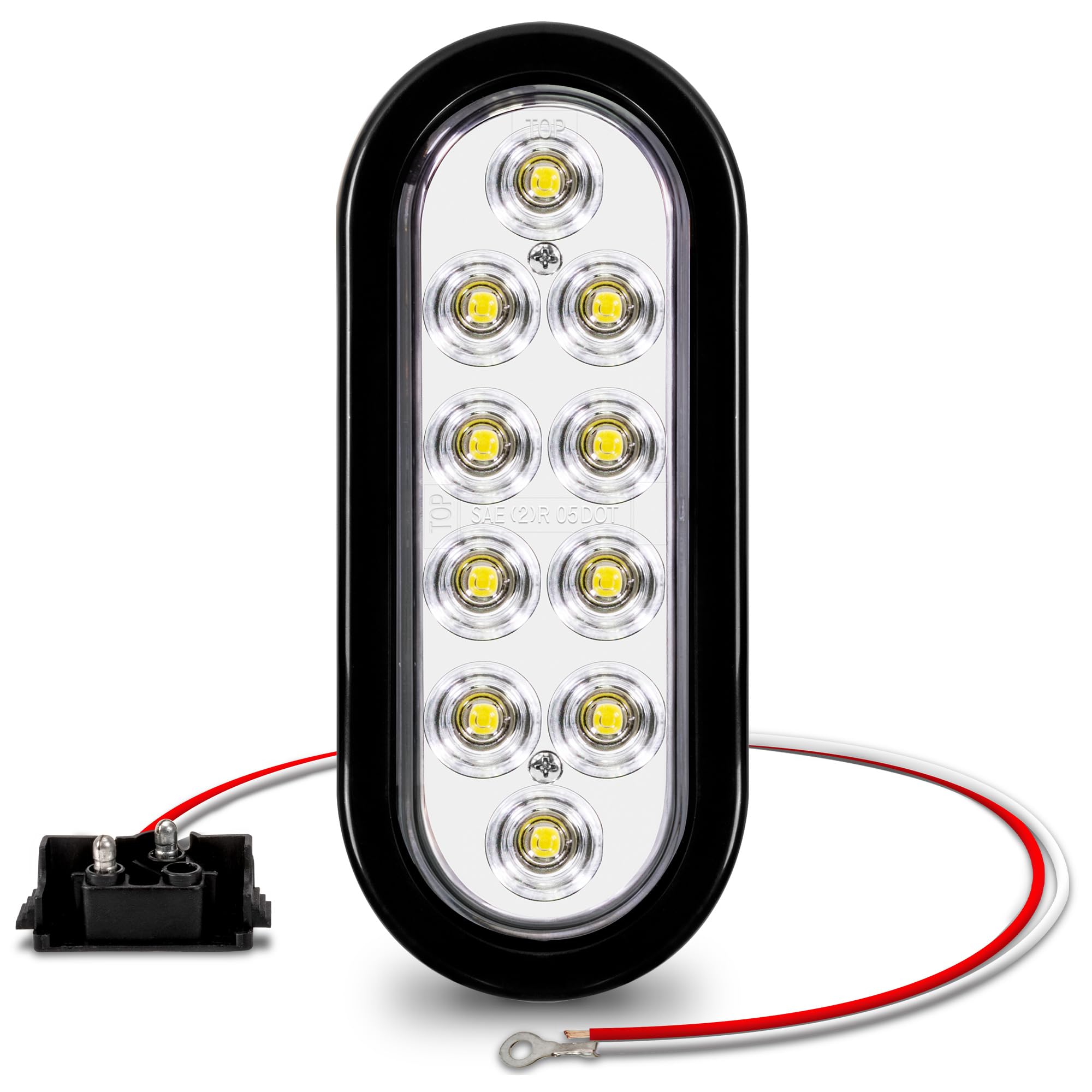 ONLINE LED STORE 6in White Oval LED Trailer Tail Light IP67 Waterproof Back Up Signal Model 8 1 Pack