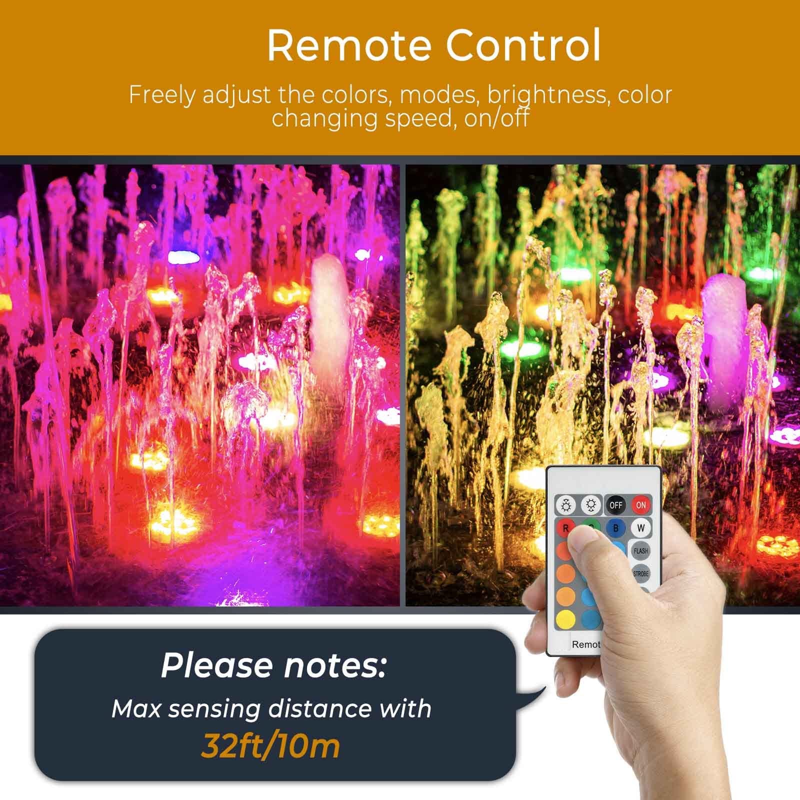 SHOYO Color Changing Pond Lights, Waterproof IP68 Dimmable 36 LED, Set of 12 for Garden, Aquarium, Fountain, and Waterfall