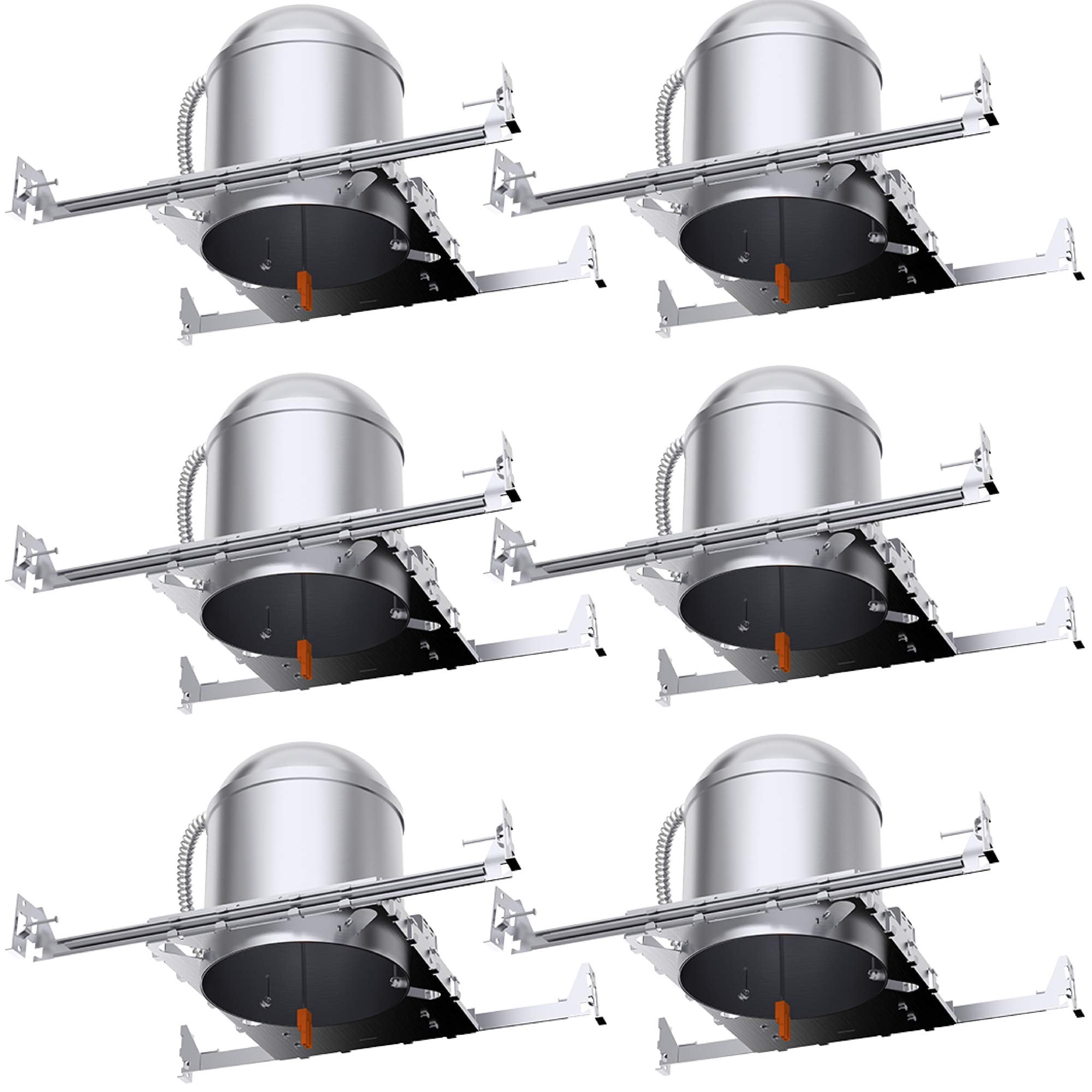Sunco 6 Pack 6 Inch Recessed Lighting Housing Can Light New Construction, Air Tight Ceiling Can, 120-277V, Hard Wired, Tp24 Connector, Easy Install, Ic Rated, Ul Title 24 Compliant