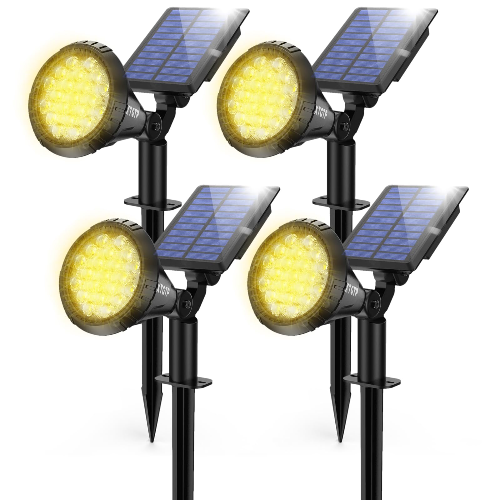 Xtgtp 4 Pack Solar Lights Outdoor, Ip67 Warm White Led Landscape Lighting For Yard & Garden