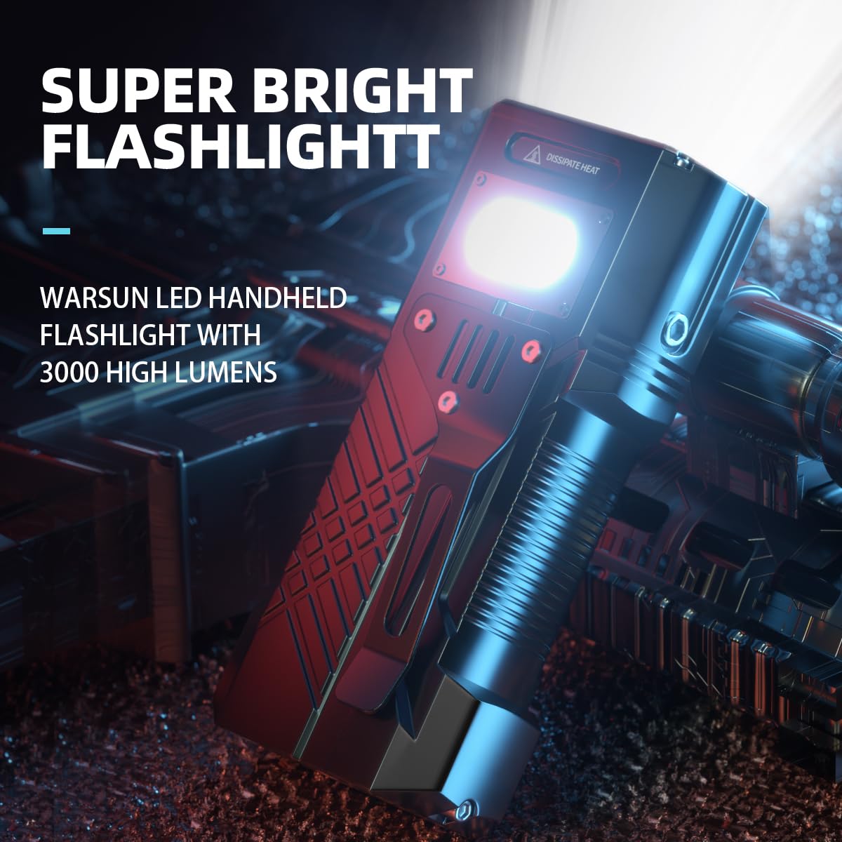 WARSUN X609 Robotic Flashlight, Super Bright 3000 Lumens, Flashlight High Lumens, Rechargeable Led Flashlight, Flash Light 7 Mod
