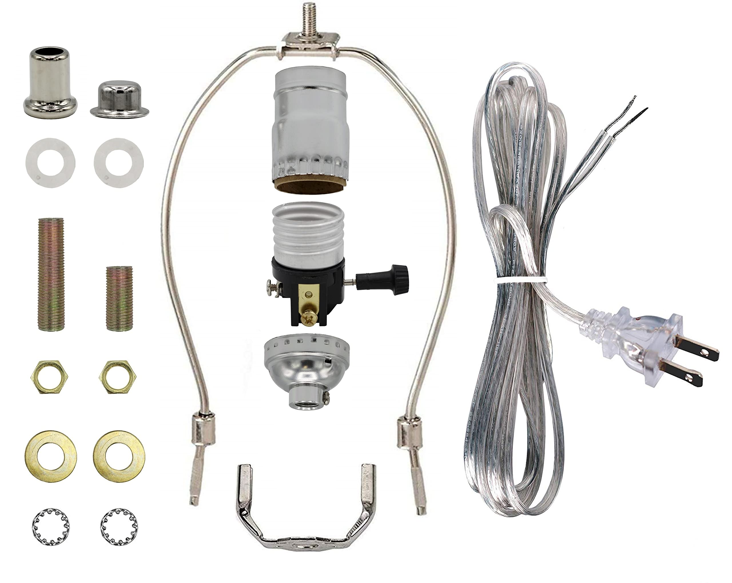 Creative Hobbies Floor Lamp Making Kit, Repair or Rewire, 10 Inch Harp, 12 Foot Cord, Silver, Model FLKIT