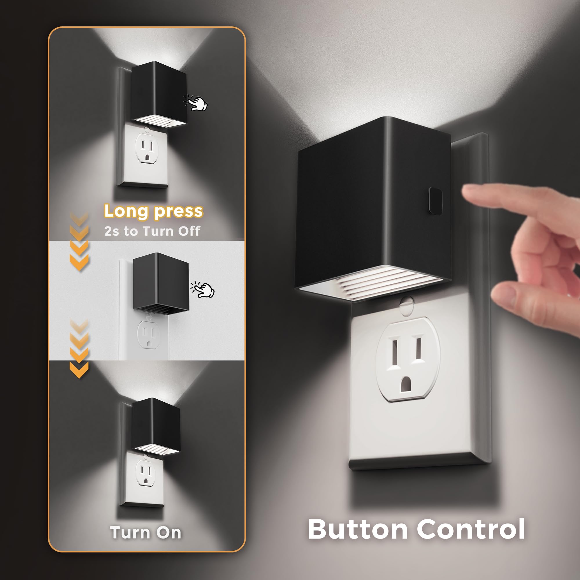 L Lohas Led Night Light,Night Lights Plug Into Wall,[2-Pack]Dimmable Night Light With Light Sensor,5000K Daylight White,Modern H