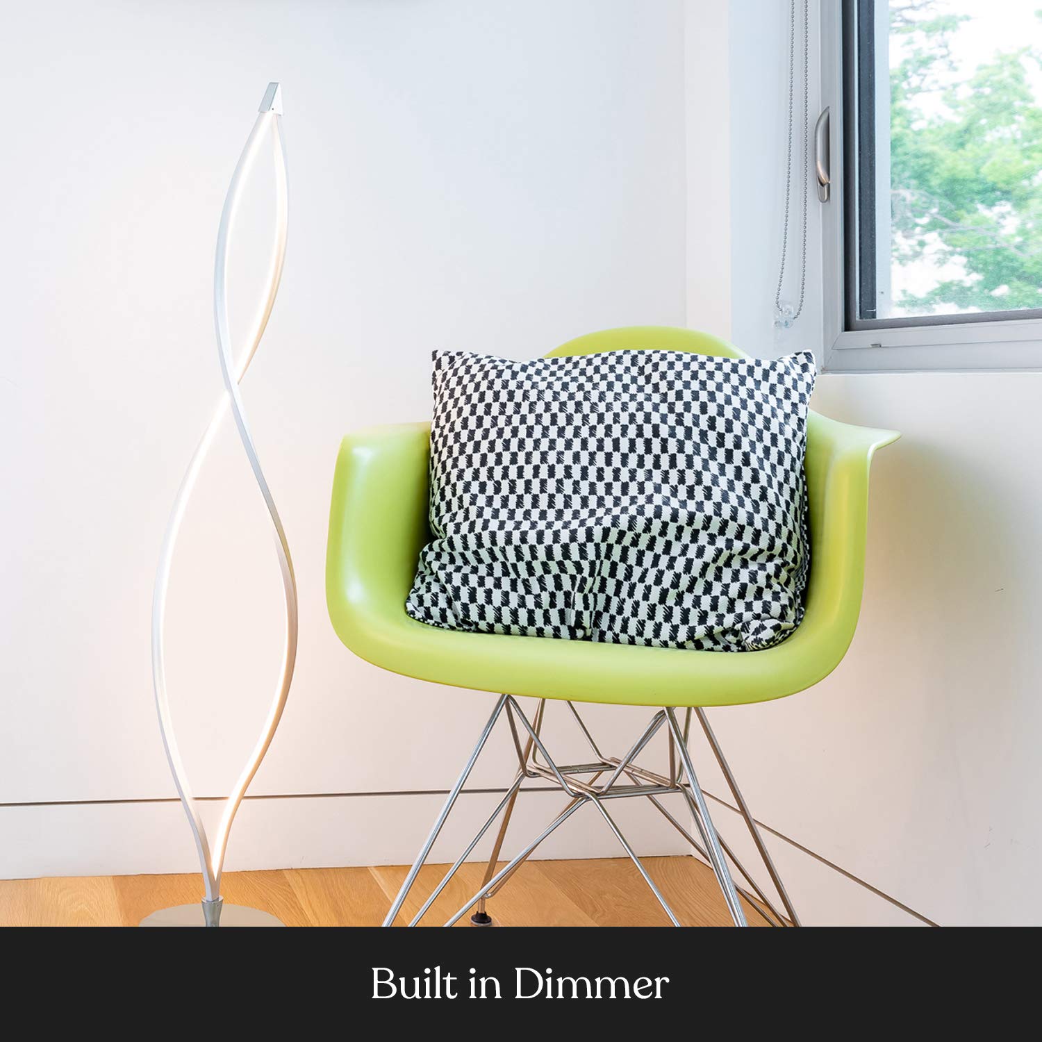 Brightech Twist Floor Lamp, Dimmable LED Spiral Lamp, Silver, Model TWIST-SLVR
