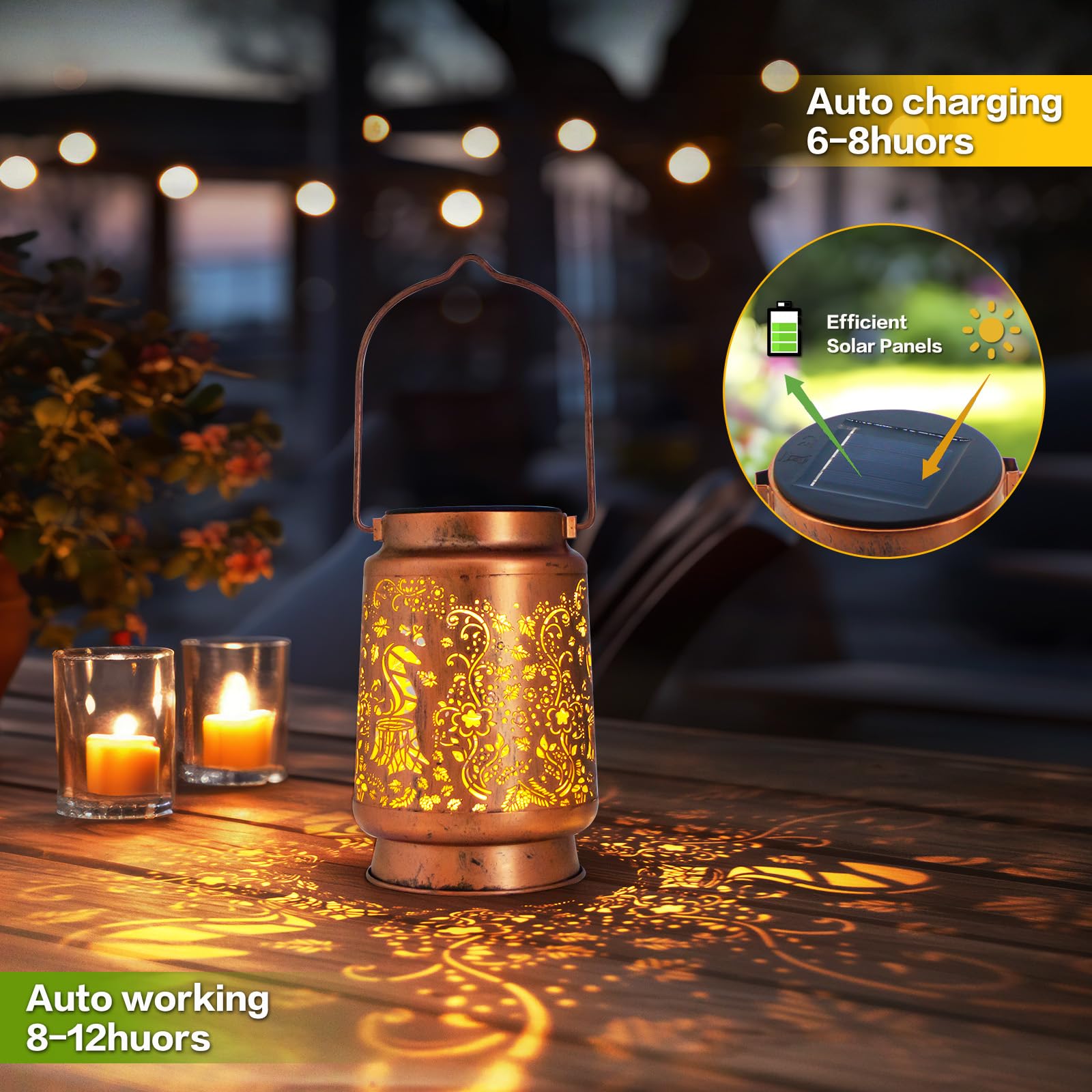 Solar Lanterns Outdoor Garden Decor  Gifts For Women  Mom  Grandma  Birthday  Thanksgiving  Decorative Waterproof Hanging Metal Led Light For Yard  Patio  Lawn  Landscape  Backyard (Squirrel)