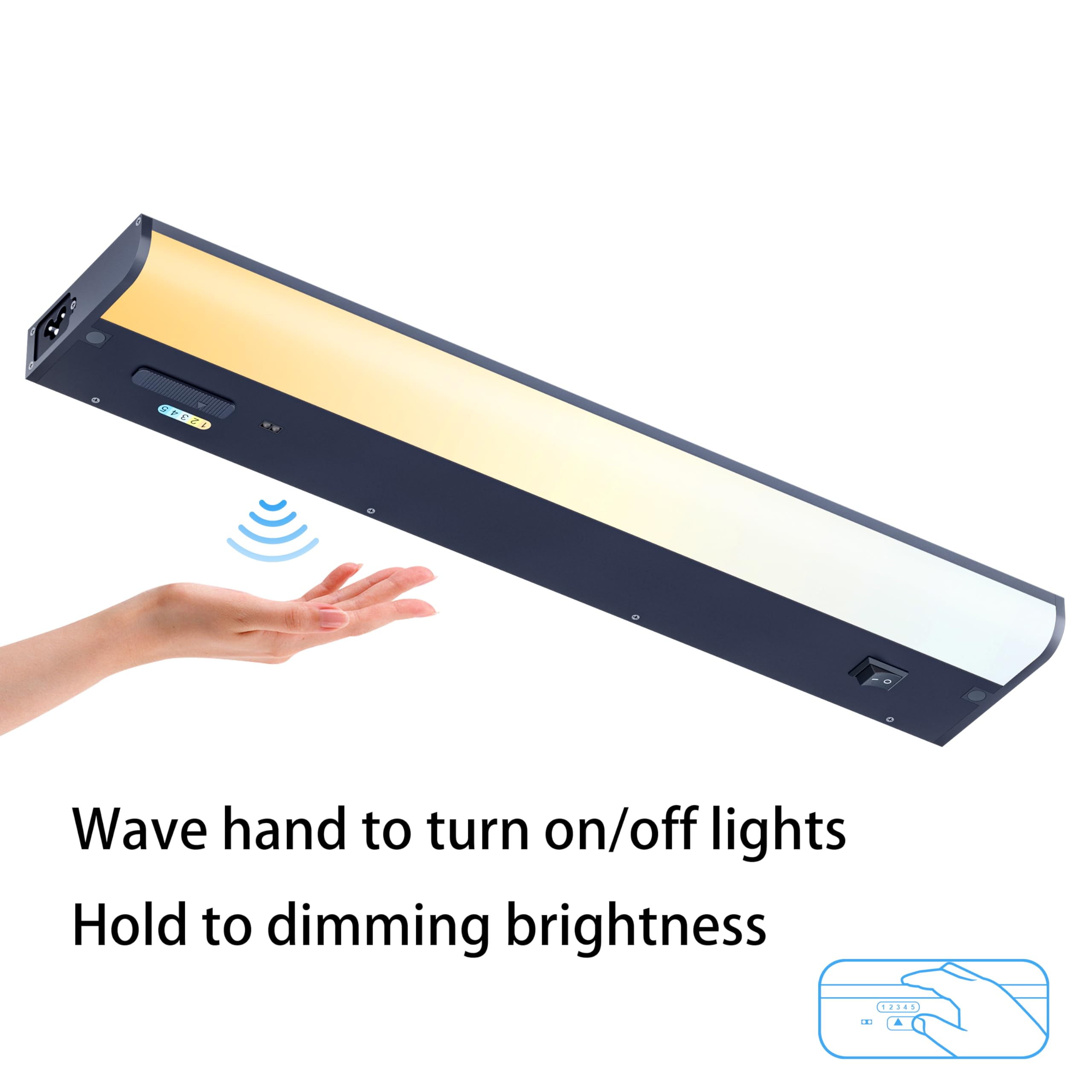Lampaous Under Cabinet Lighting Hardwired 120V 5Cct Color Selectable, Sensor Activated, Dimmable Under Cabinet Lights For Kitche