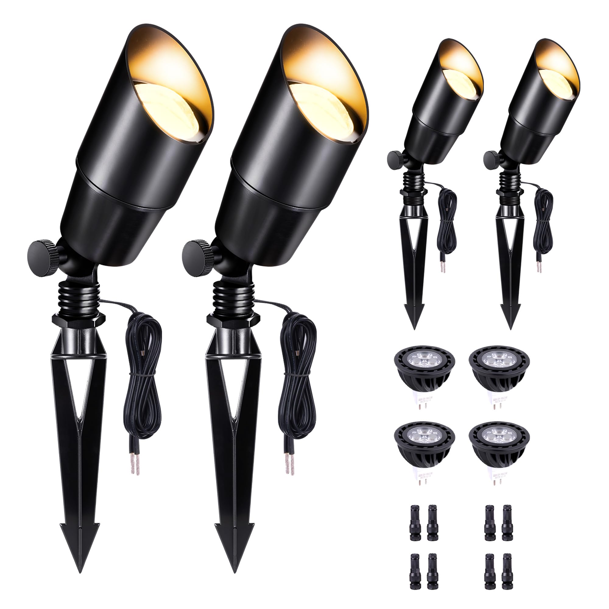 Low Voltage Spotlight, Black LED Landscape Lighting, Outdoor 12V Waterproof Aluminum Uplight for Tree Yard Garden with 5W MR16 B