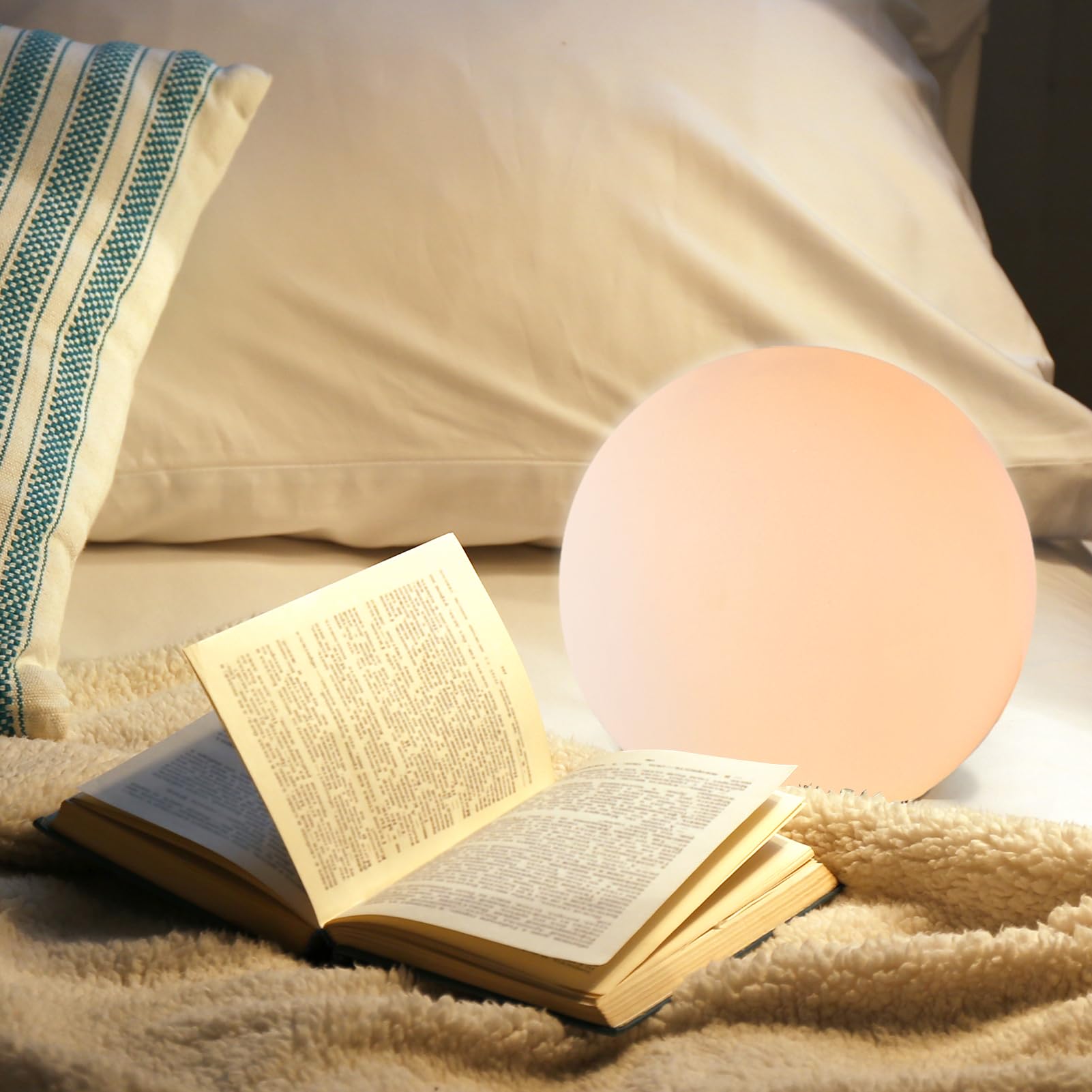 Rokinii Casa 10 Inch Ball Table Lamp With Glass Shade, Ball Light Bookshelf Lamp For Bedroom, Dorm, Office And Bedroom Bookshelf Reading Decoration, Without Bulb