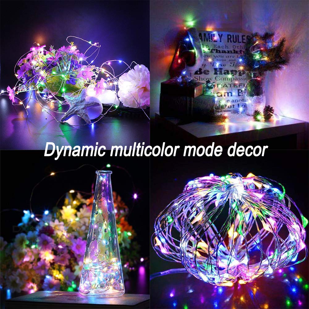 24 Colors Changing Fairy String Lights USB Powered with Remote Control, 33ft 100 RGB LED Bright Silver Wire Firefly Lights for C