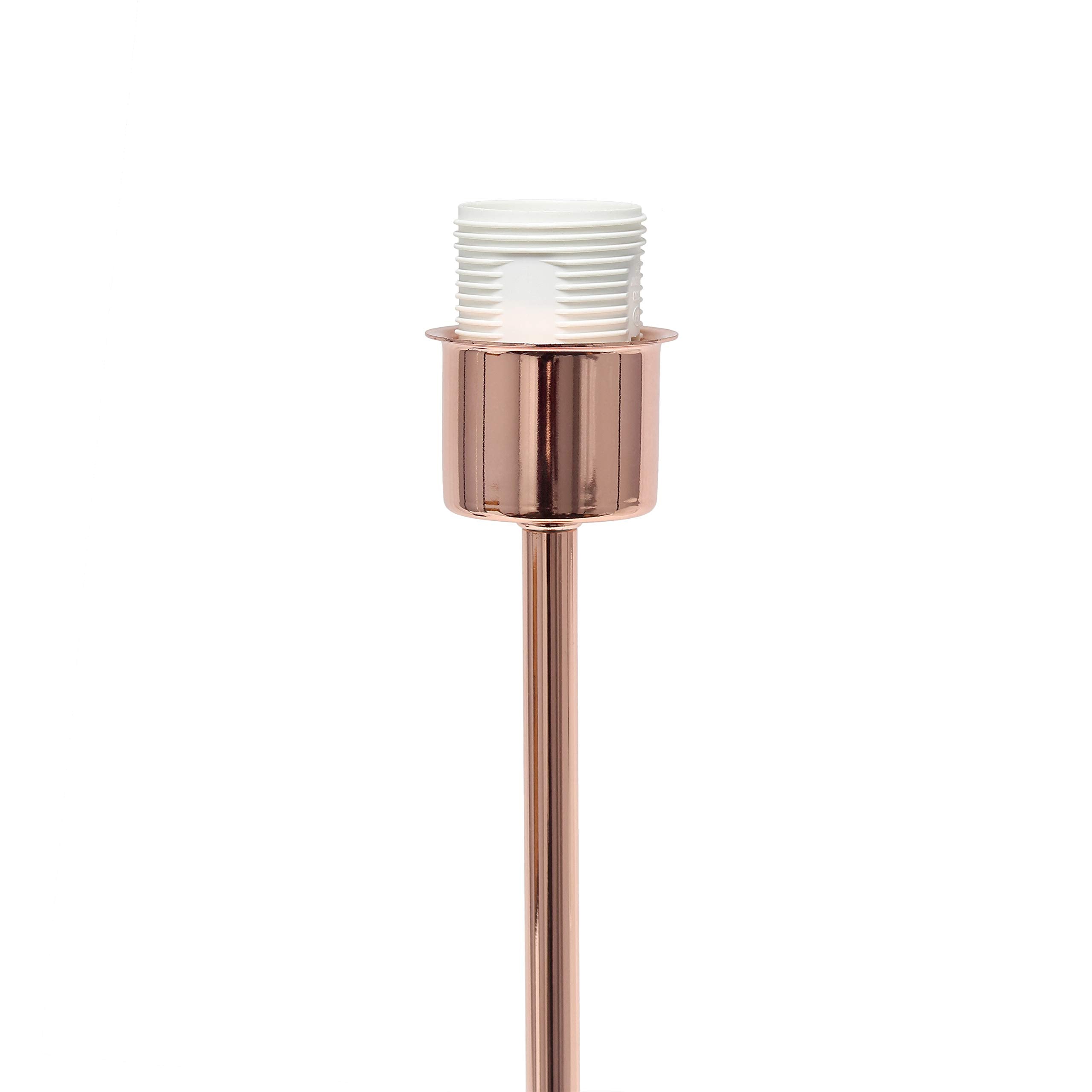 Simple Designs Lt2040-Rgd 23" Standard Metal Stick Lamp With Round Base And Drum Fabric Shade For Home Décor, Bedroom, Office, Dorm, Living Room, Entryway, Foyer, Rose Gold