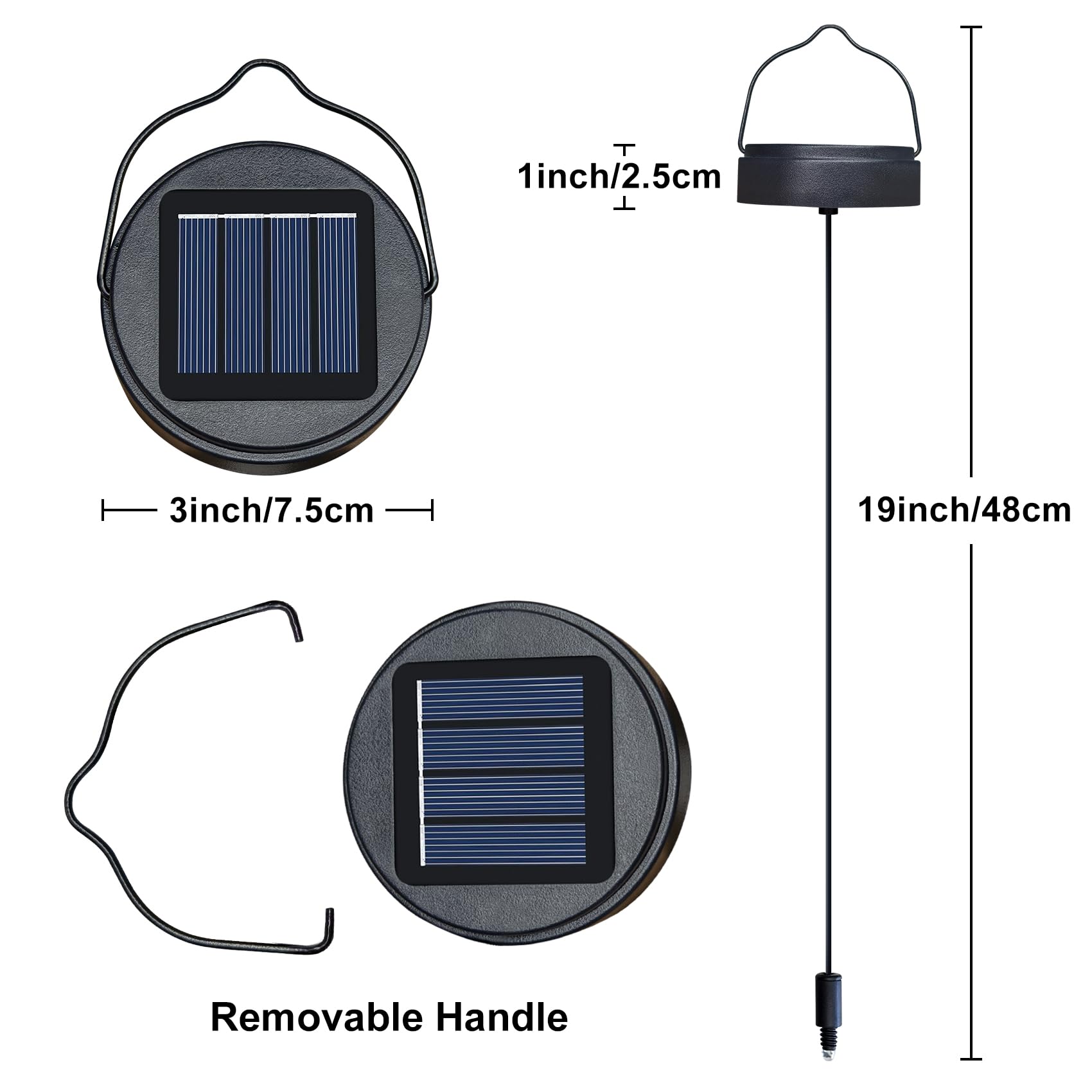 Go2garden AA 600mAh Solar Light Replacement Top Parts, Waterproof LED for Yard & Garden Decor, 1Pack, Black1, Model SH01
