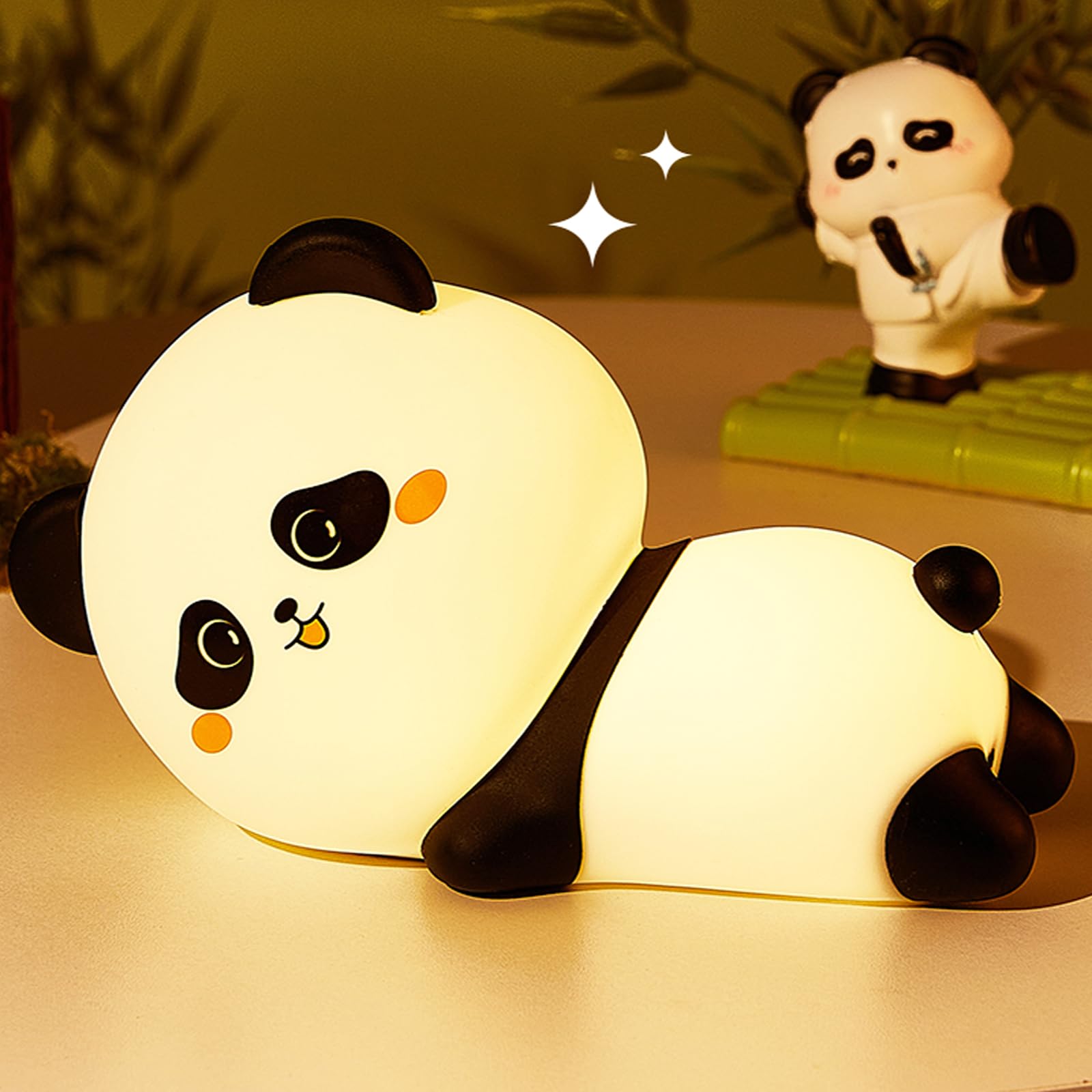 NCBNCB Cute Night Light Panda Night Light for Kids,16 Colors Dimmable Baby Night Lights for Nursery, Silicone Rechargeable Night
