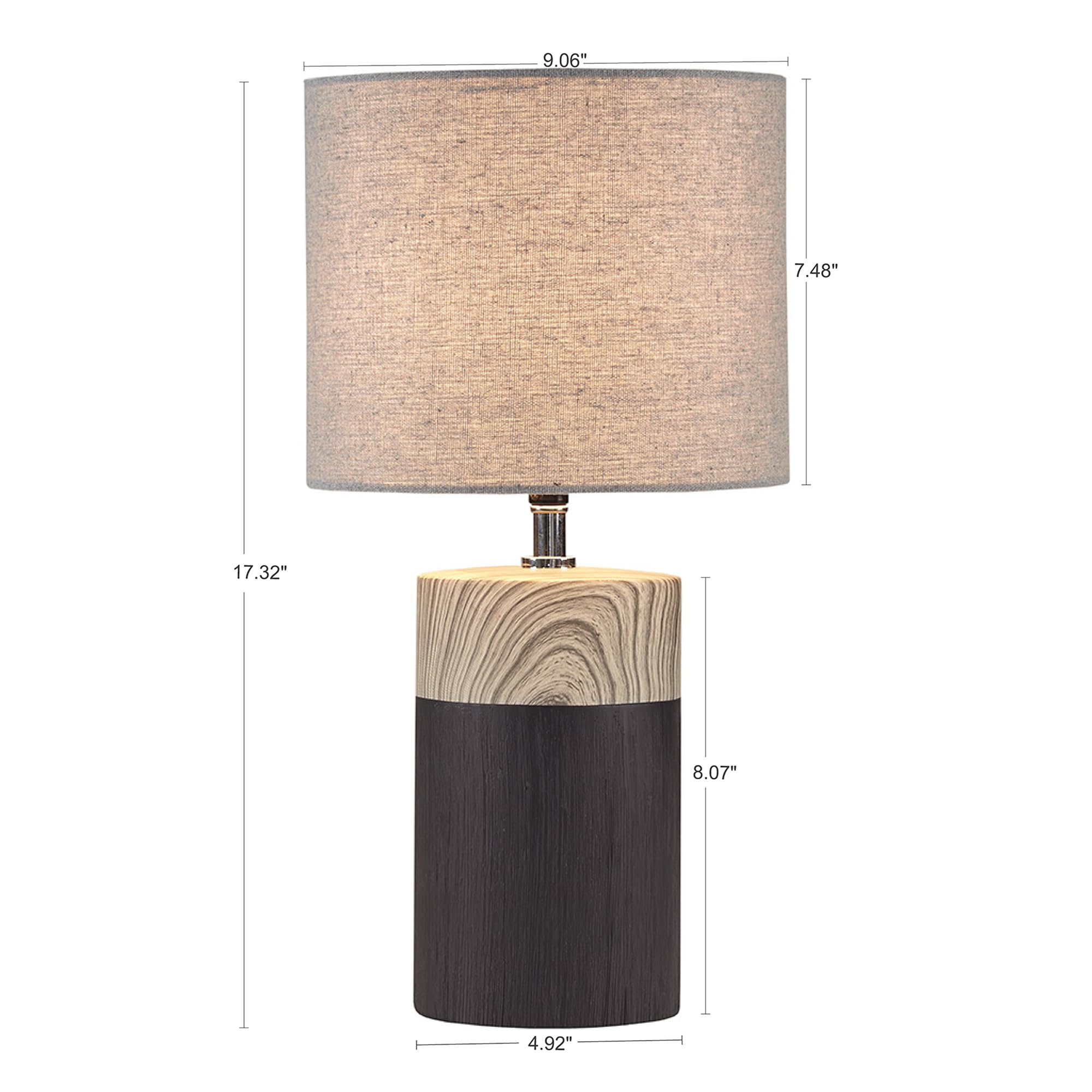 510 Design Nicolo Table Lamp, 2-Tone Ceramic & Woodgrain, 17.35 H, Grey, Nightstand/Desk Lamp, Model 5Ds153-0037