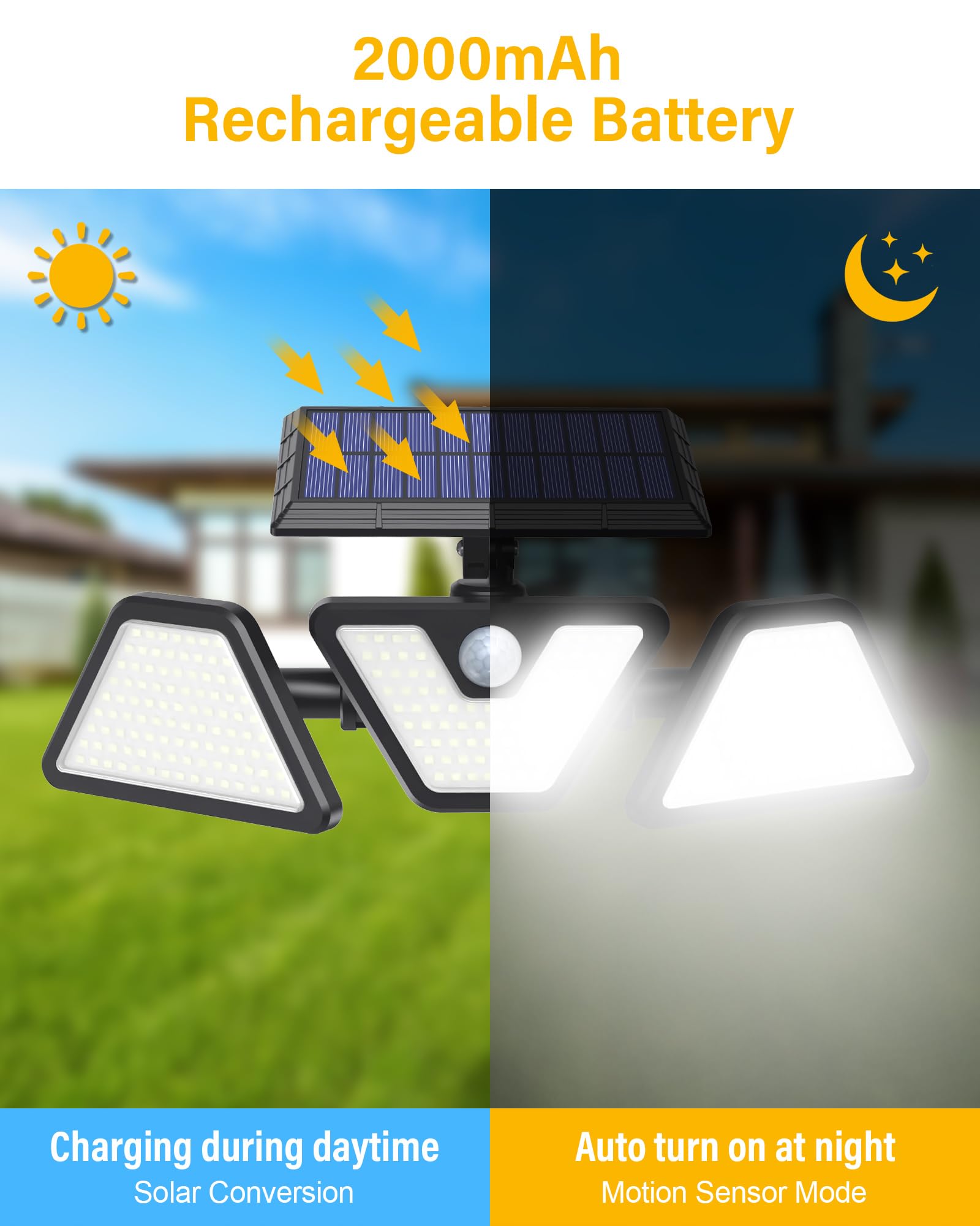 Zookki Solar Outdoor Lights, 275 Led Motion Sensor Outdoor Lights, 270? Wide Angle Ip65 Waterproof, Solar Flood Security Lights