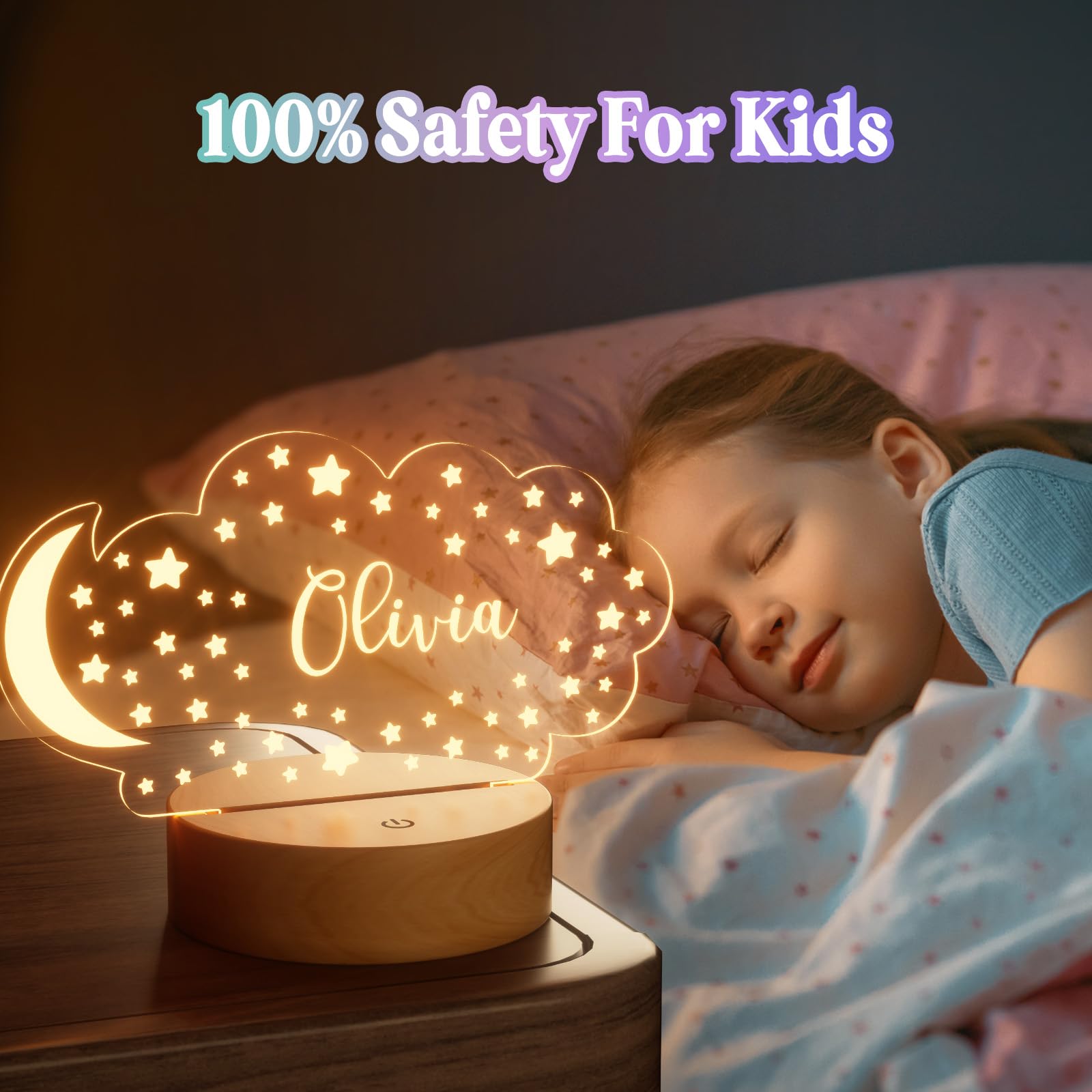 Burst Bird Personalized Baby Night Light with Remote - Stars & Cloud Model